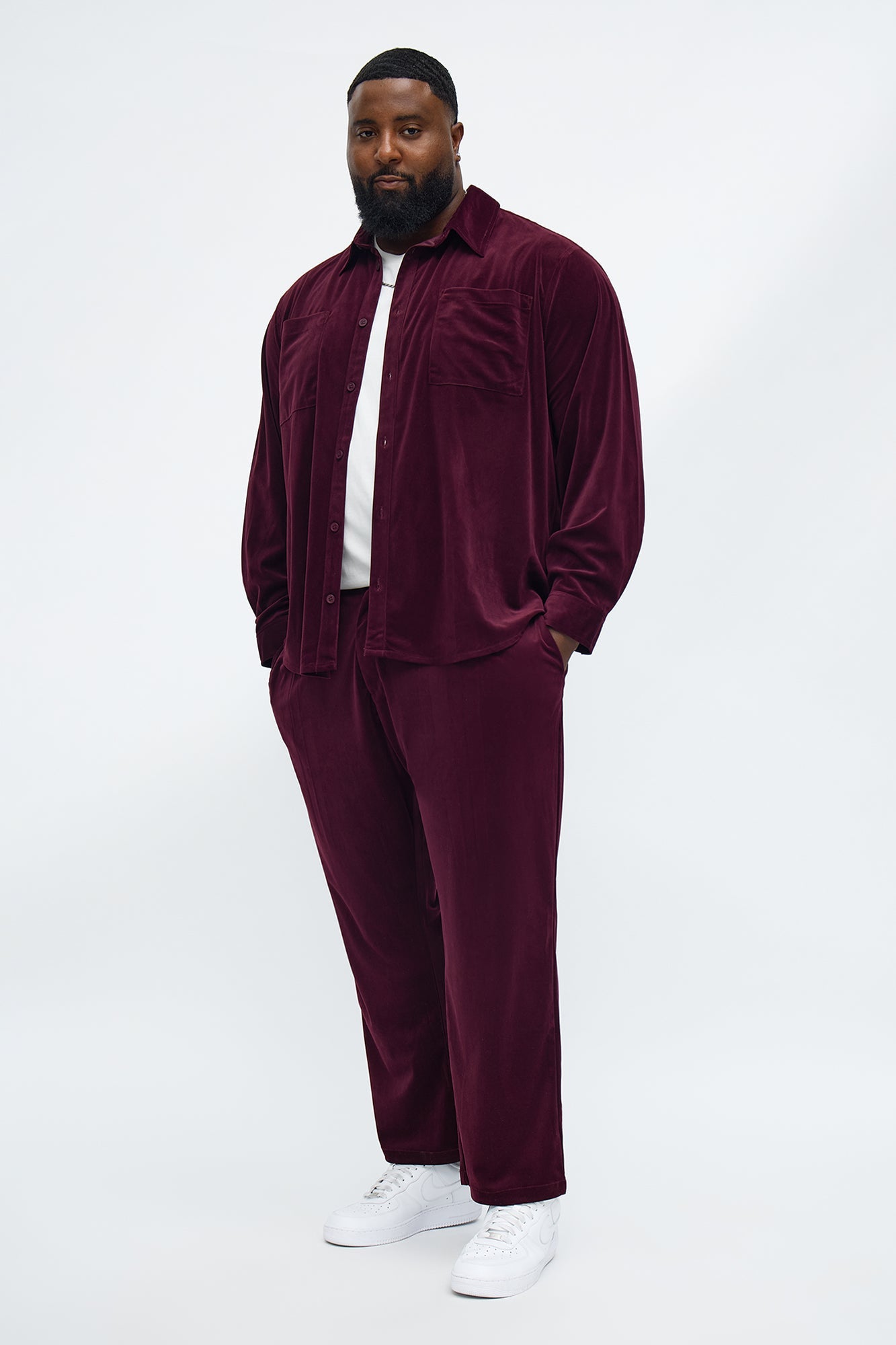 Relaxed Lincoln Park Textured Button Up Shirt - Burgundy