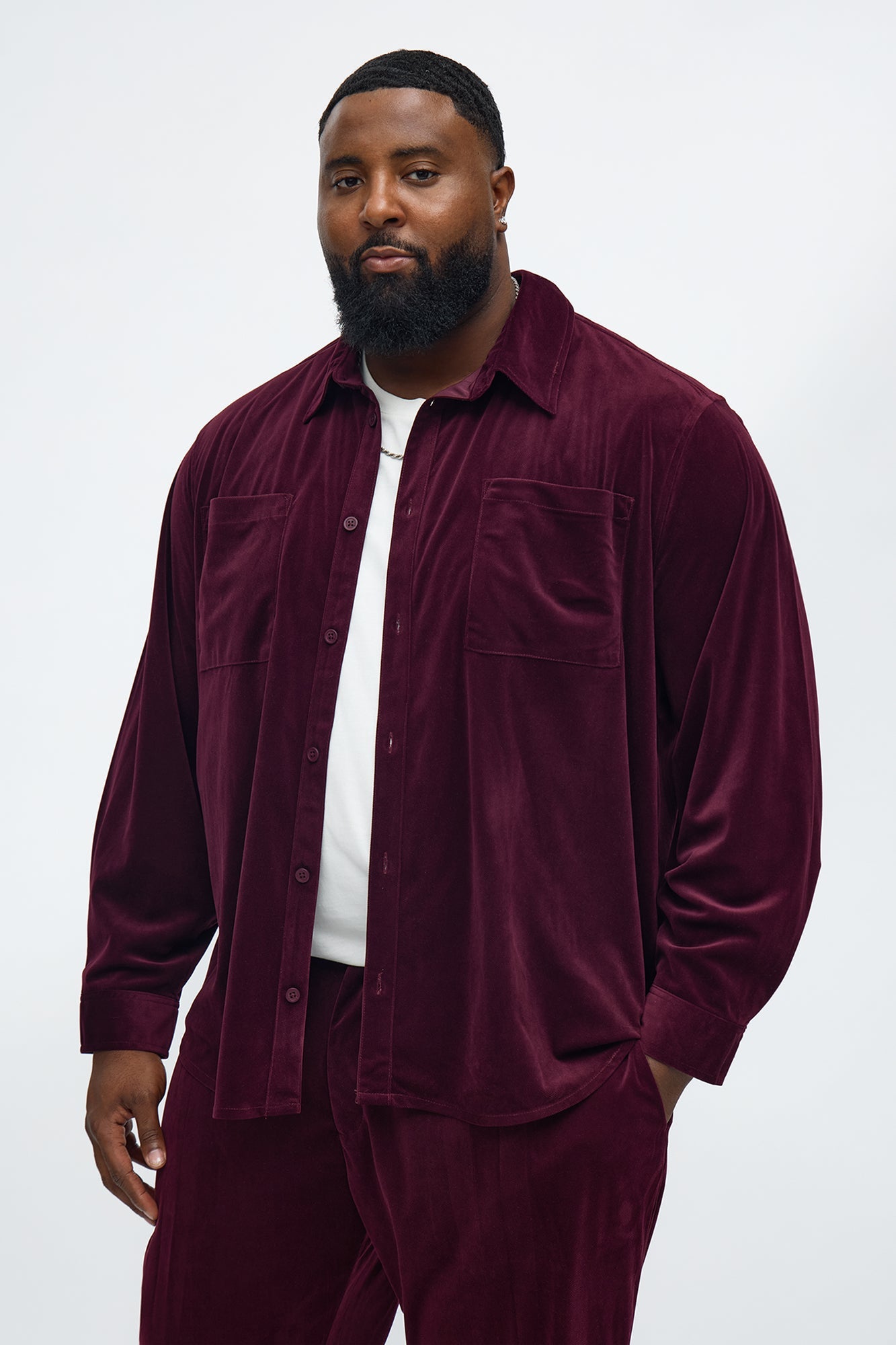 Relaxed Lincoln Park Textured Button Up Shirt - Burgundy