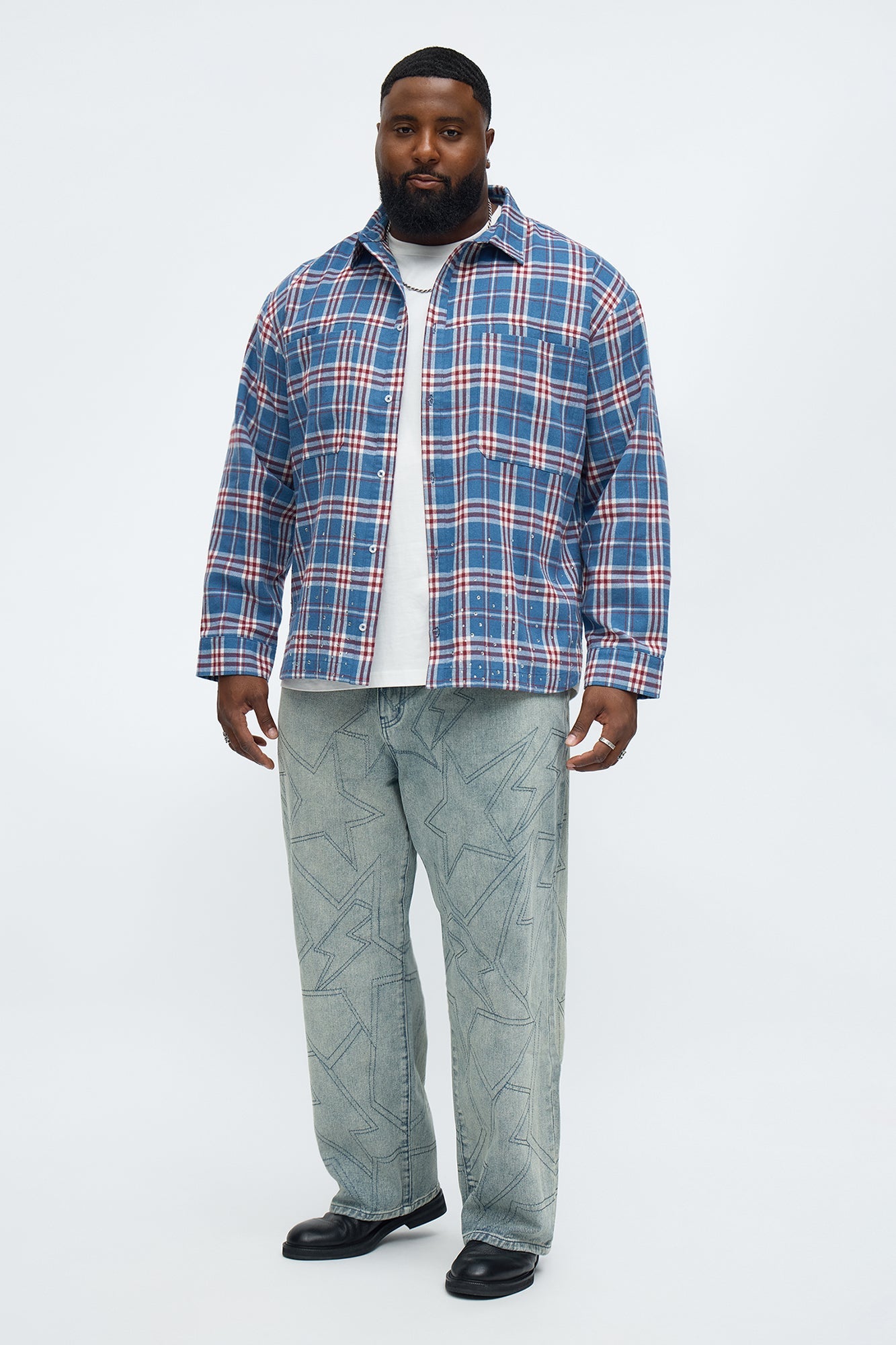 Baggy All Star Embroidered Jean - Vintage Blue Wash