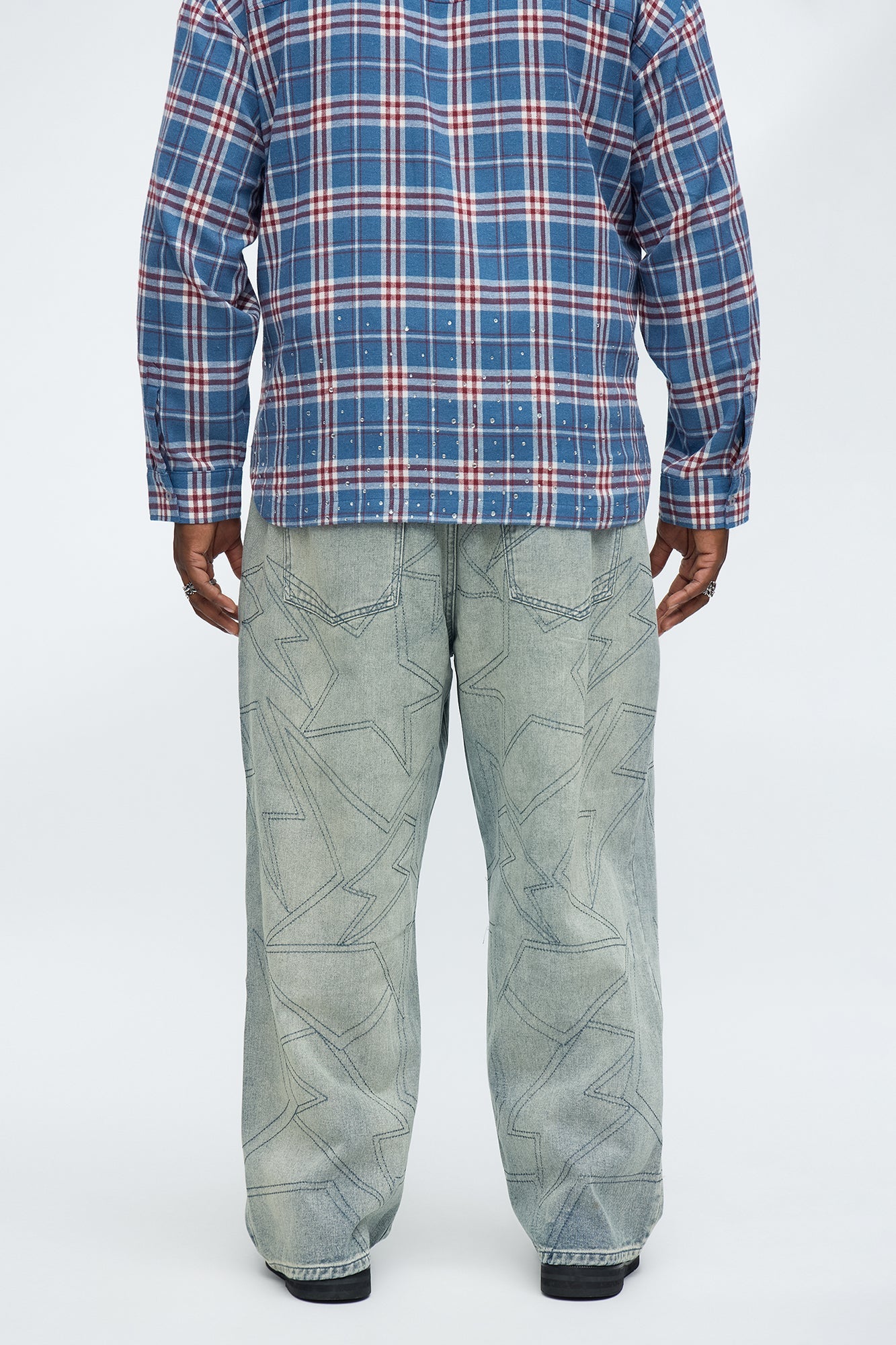 Baggy All Star Embroidered Jean - Vintage Blue Wash