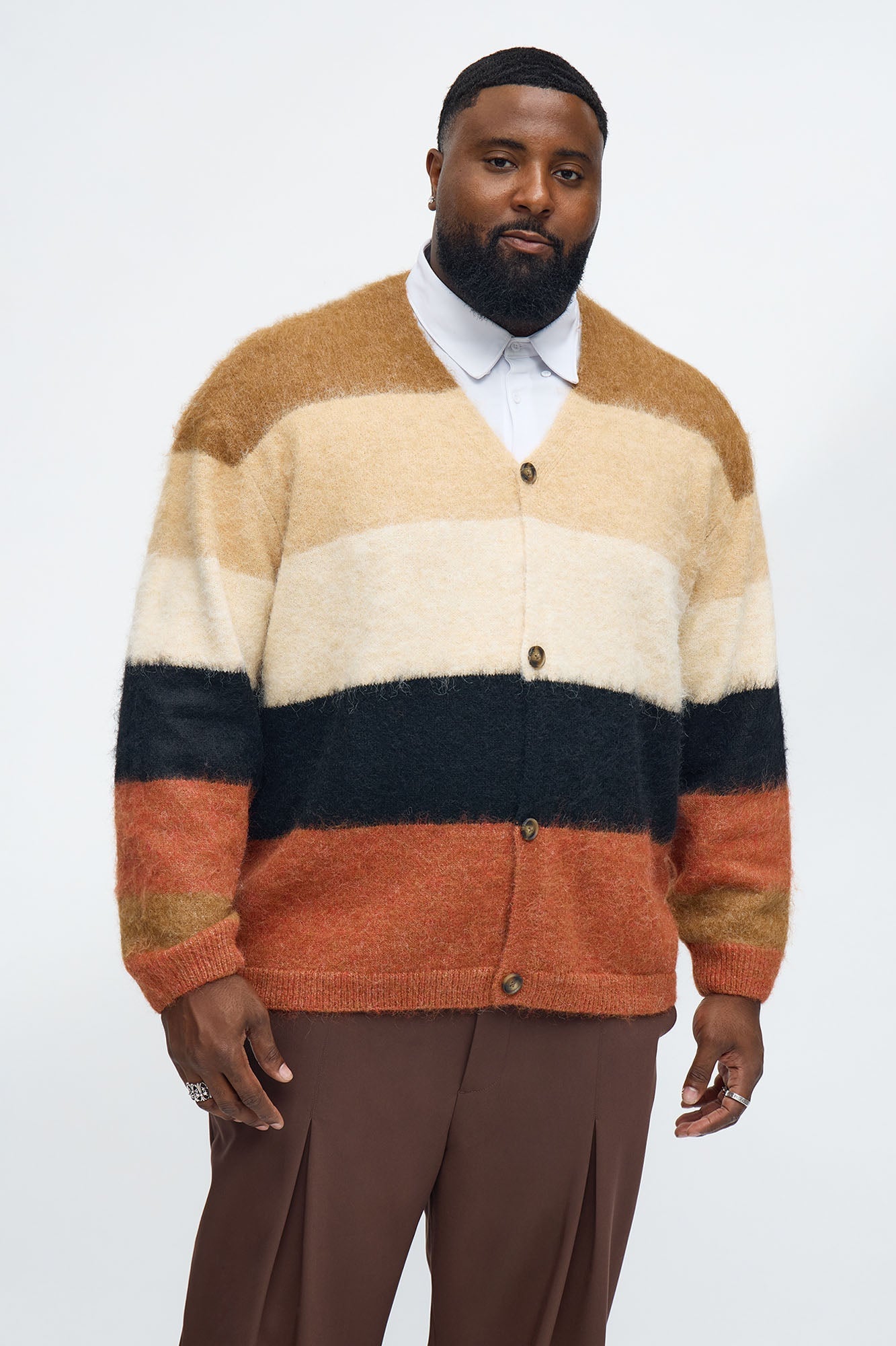 Chestnut Mohair Sweater Cardigan - Multi Color