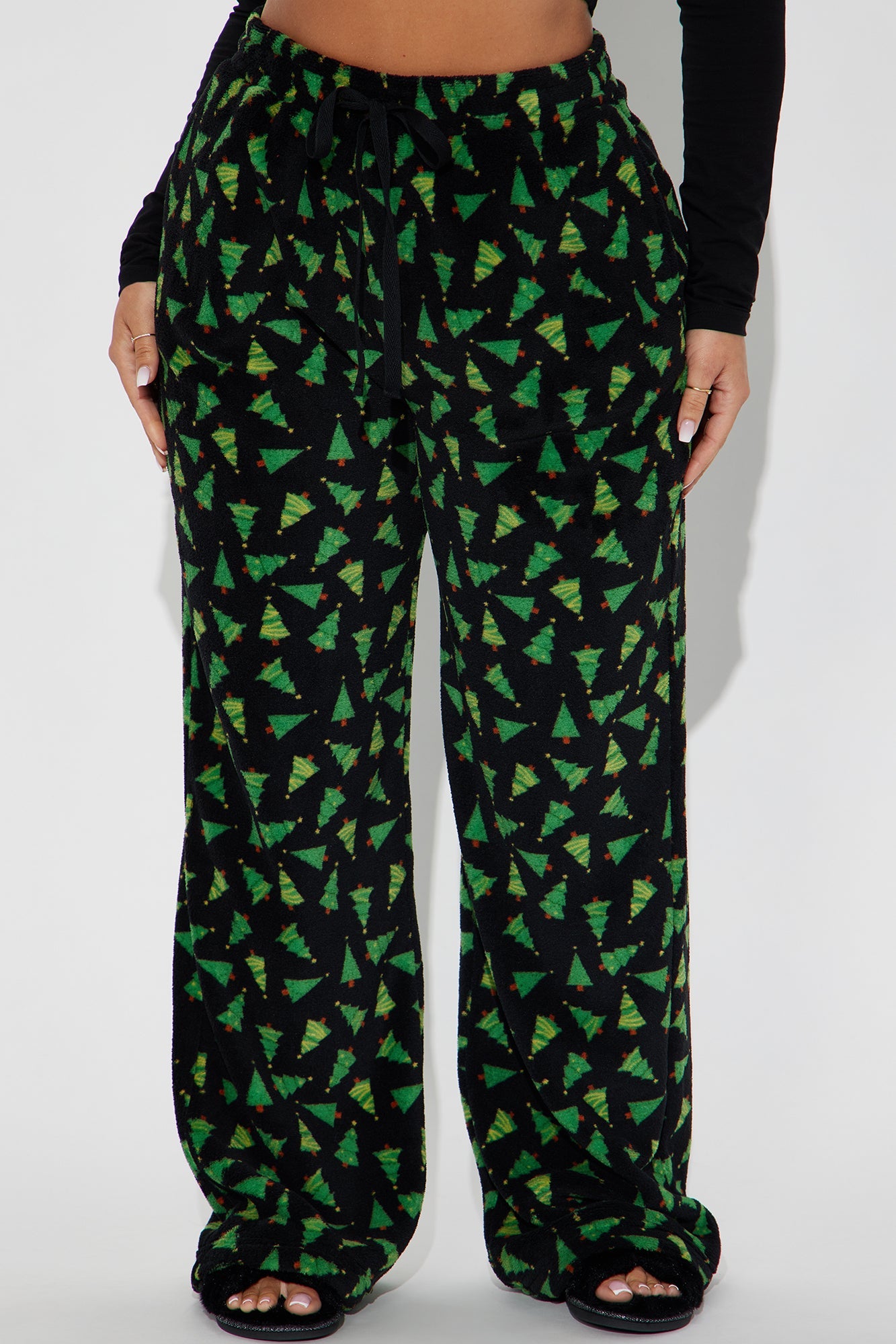 Christmas Trees Plush PJ Pants - Black/combo