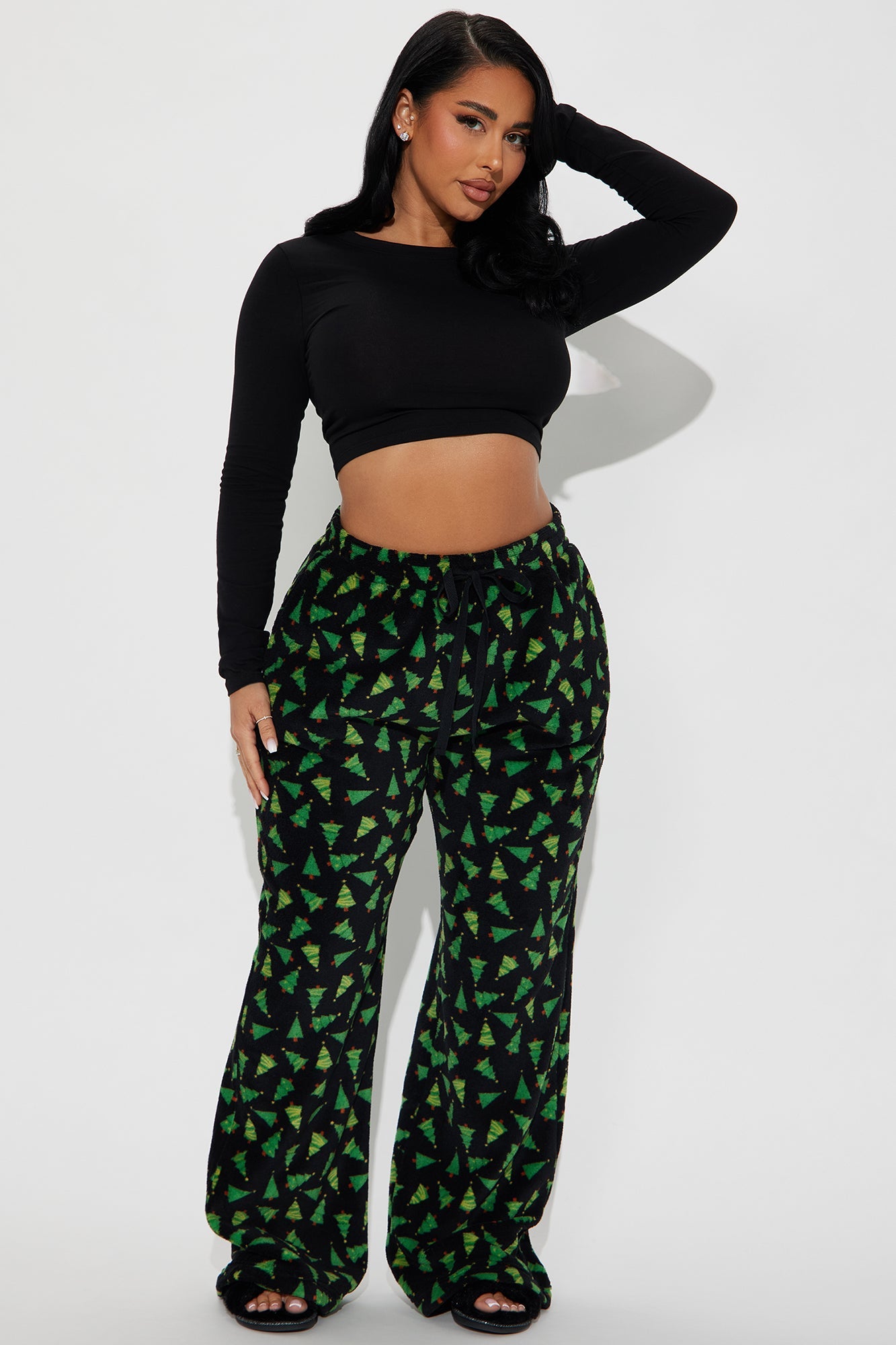 Christmas Trees Plush PJ Pants - Black/combo