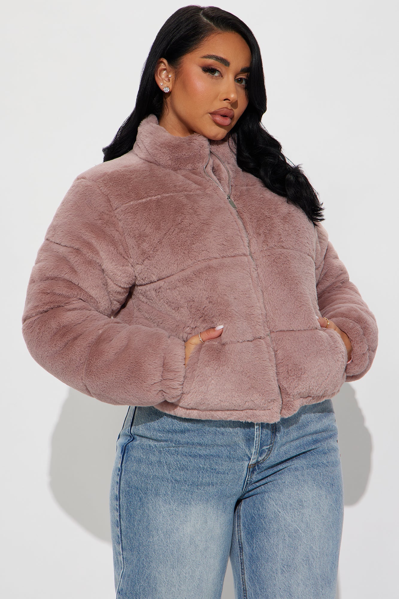 Elizabeth Faux Fur Jacket - Mauve