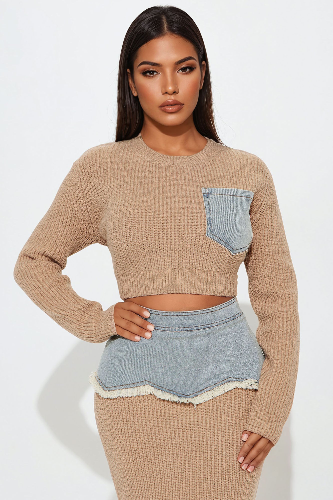 Rhea Sweater Midi Skirt Set - Mocha