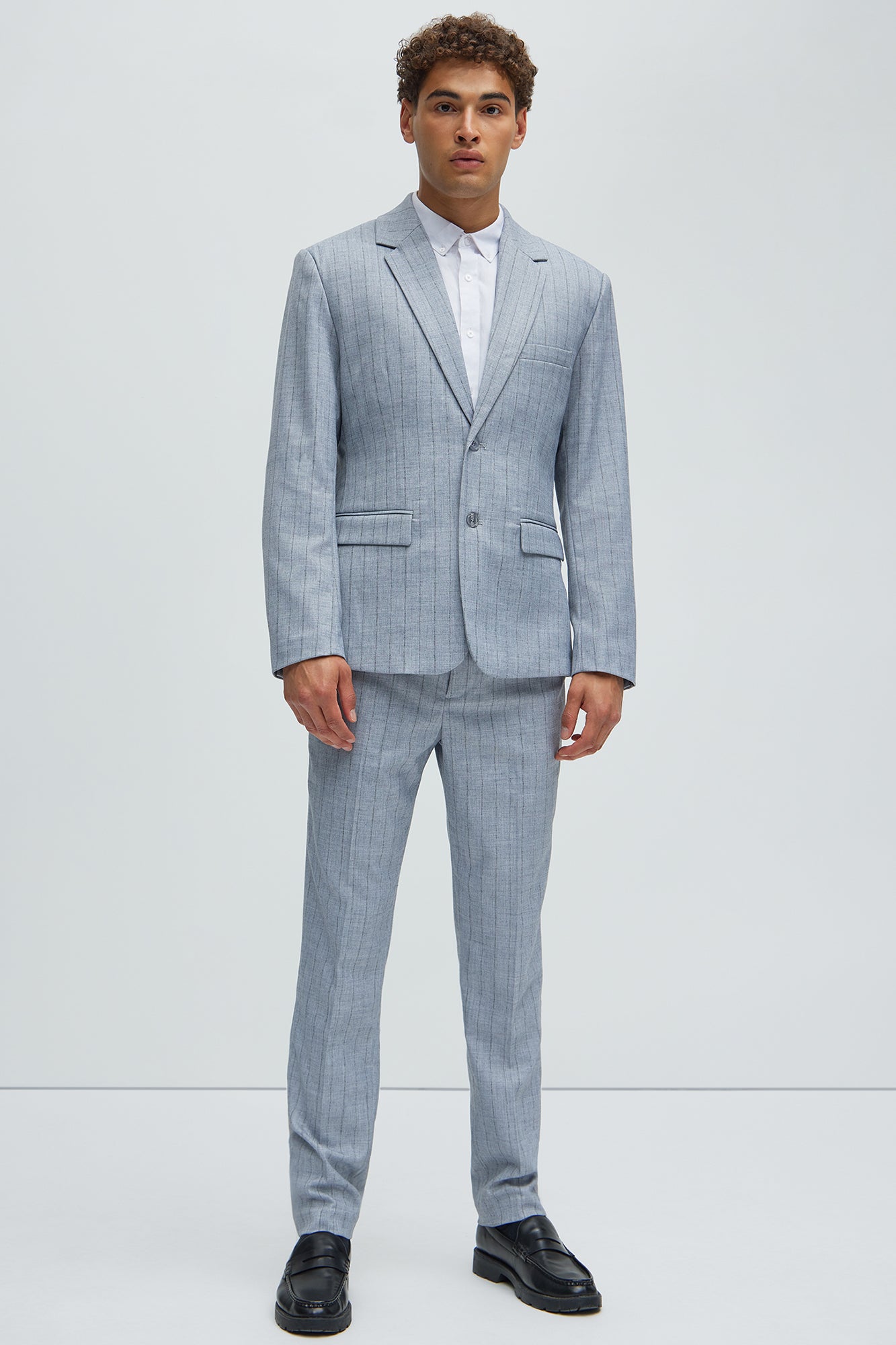 Roswel Textured Stripes Blazer - Grey