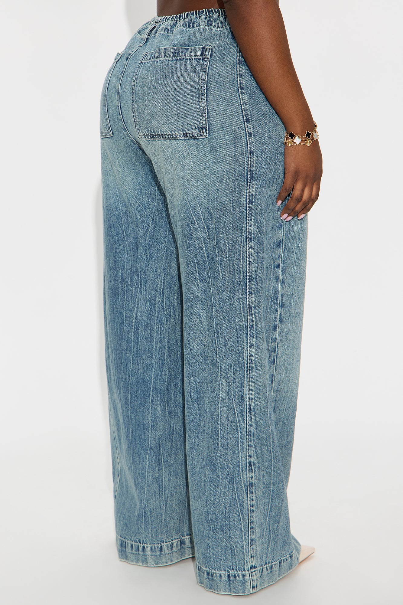 Ocean Ave Tie Waist Baggy Jeans - Vintage Wash