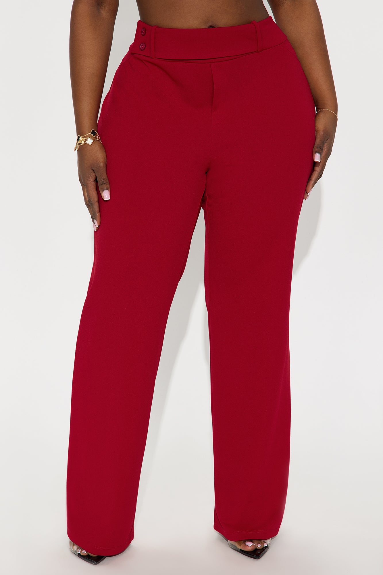Office Tea Straight Leg Trouser Pant - DarkRed