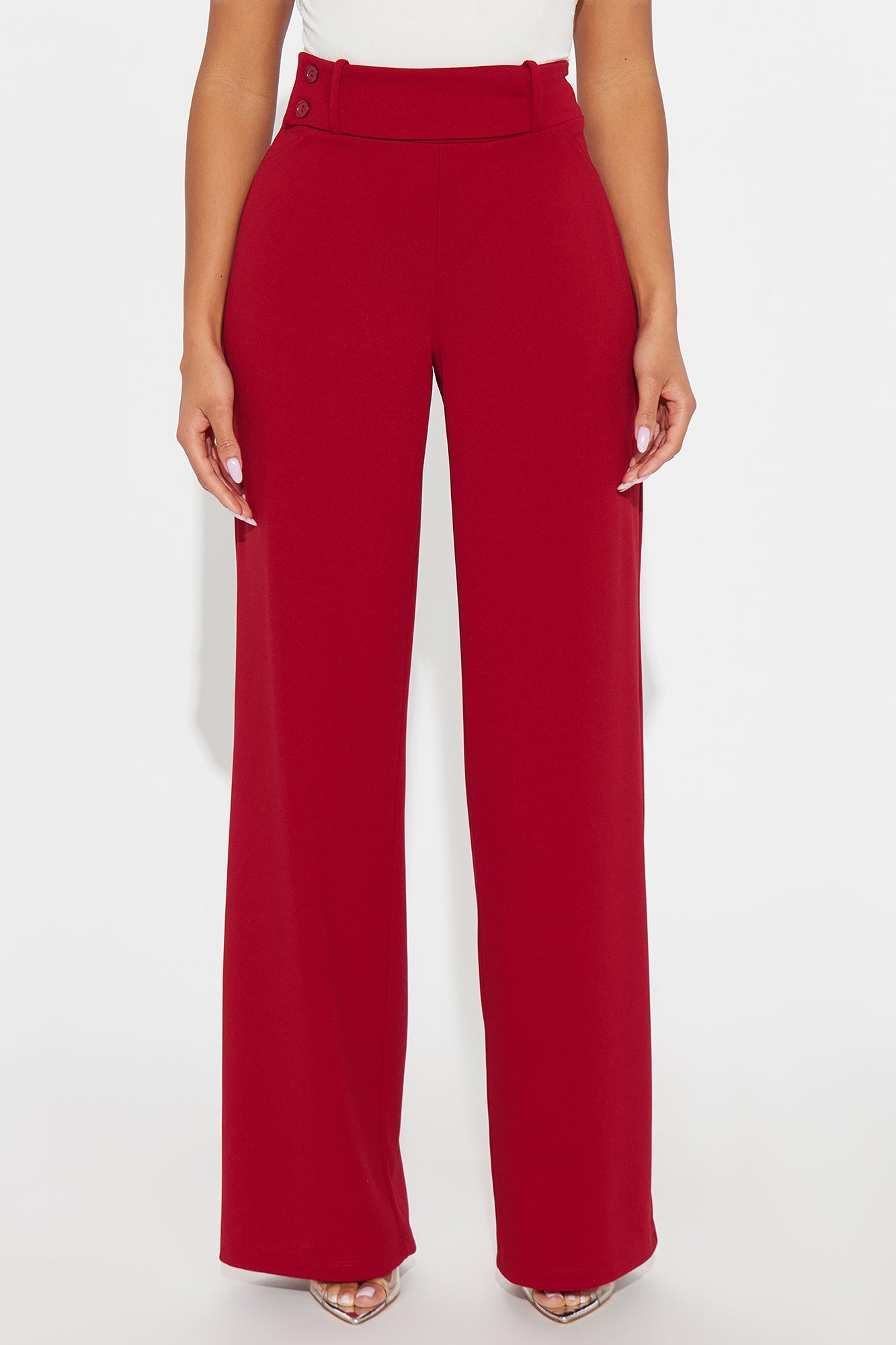 Office Tea Straight Leg Trouser Pant - DarkRed
