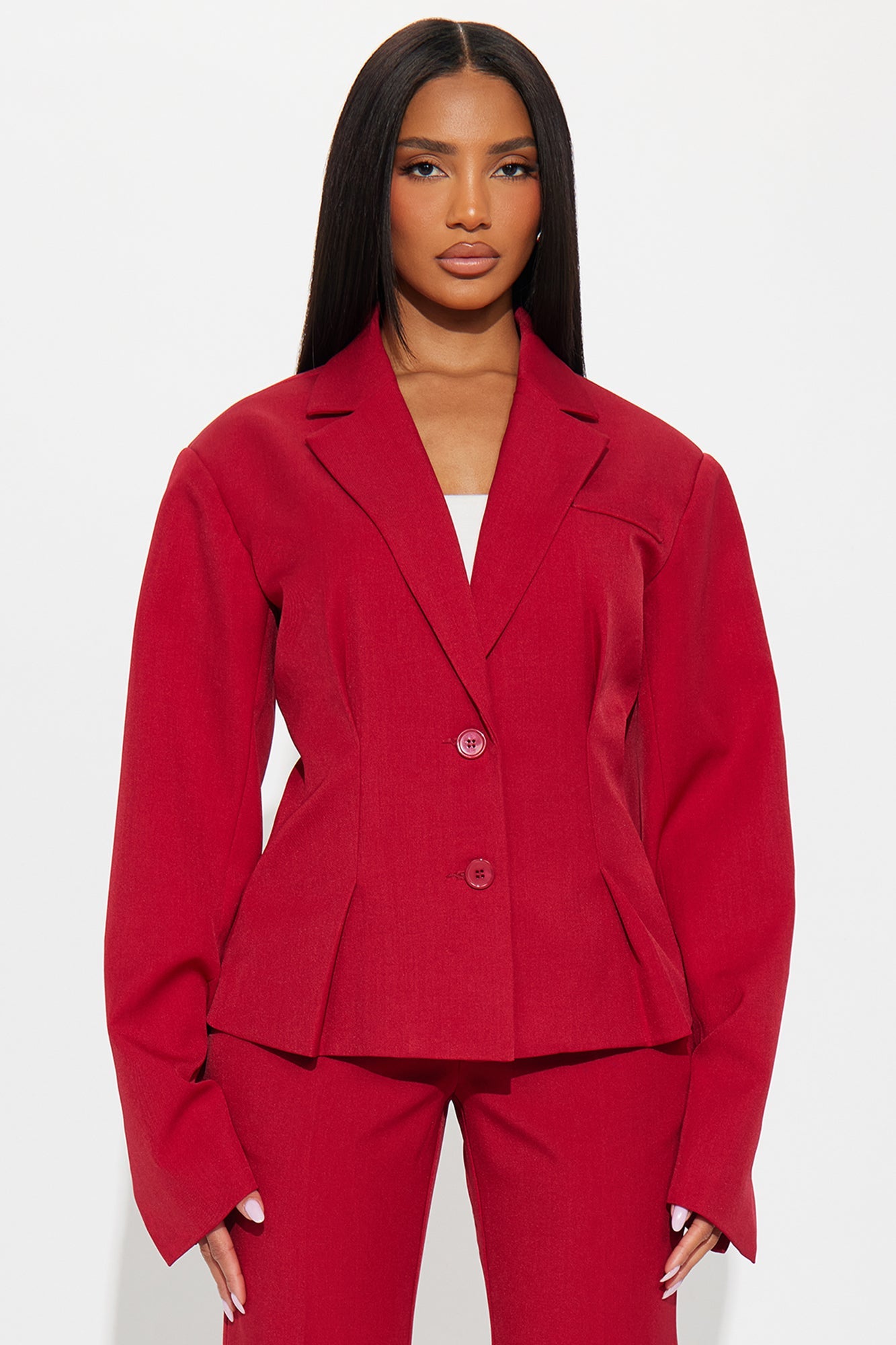 In The Moment Pleated Blazer - Red