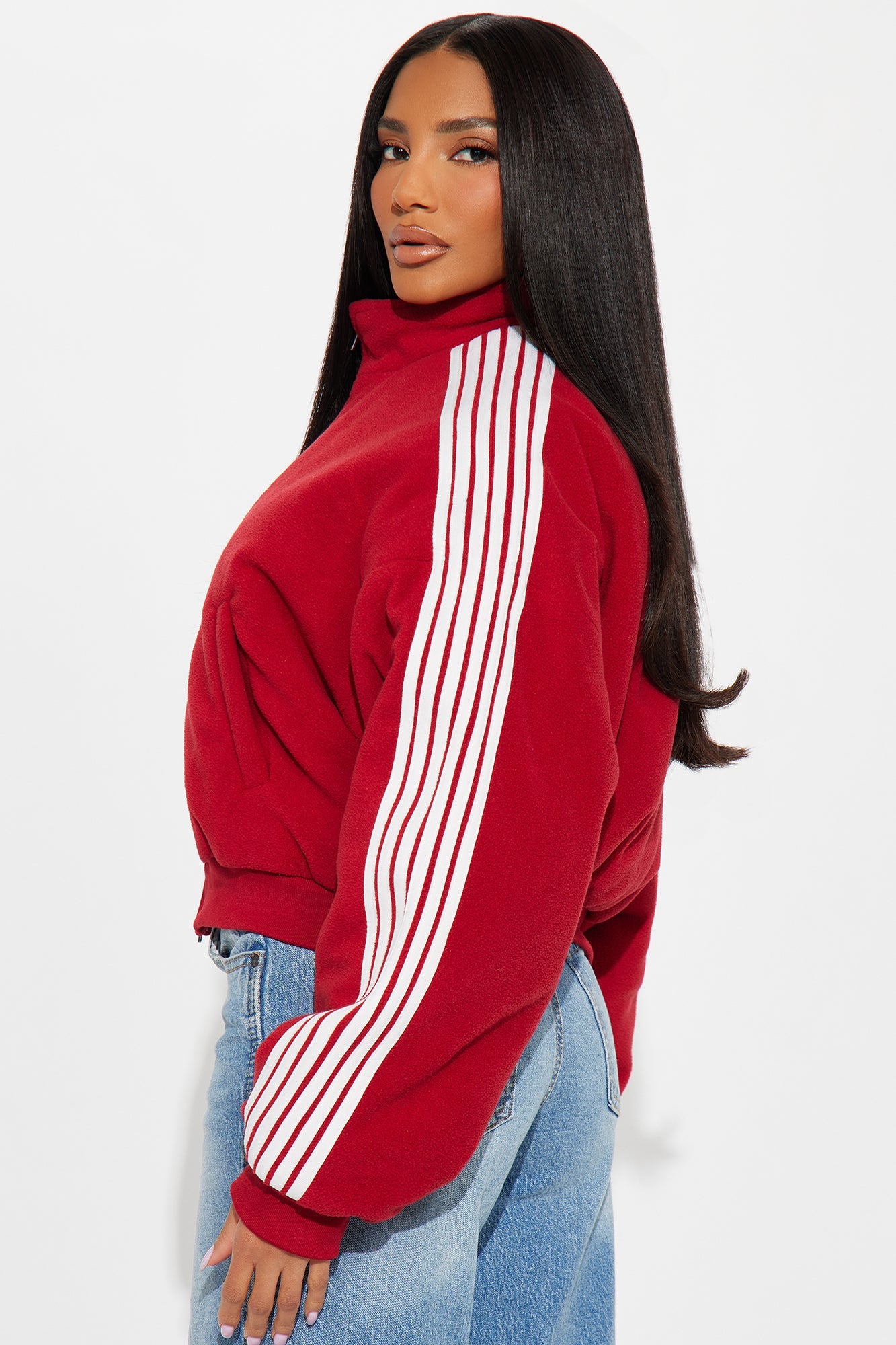 Game Play Stripes Bomber Jacket - Red