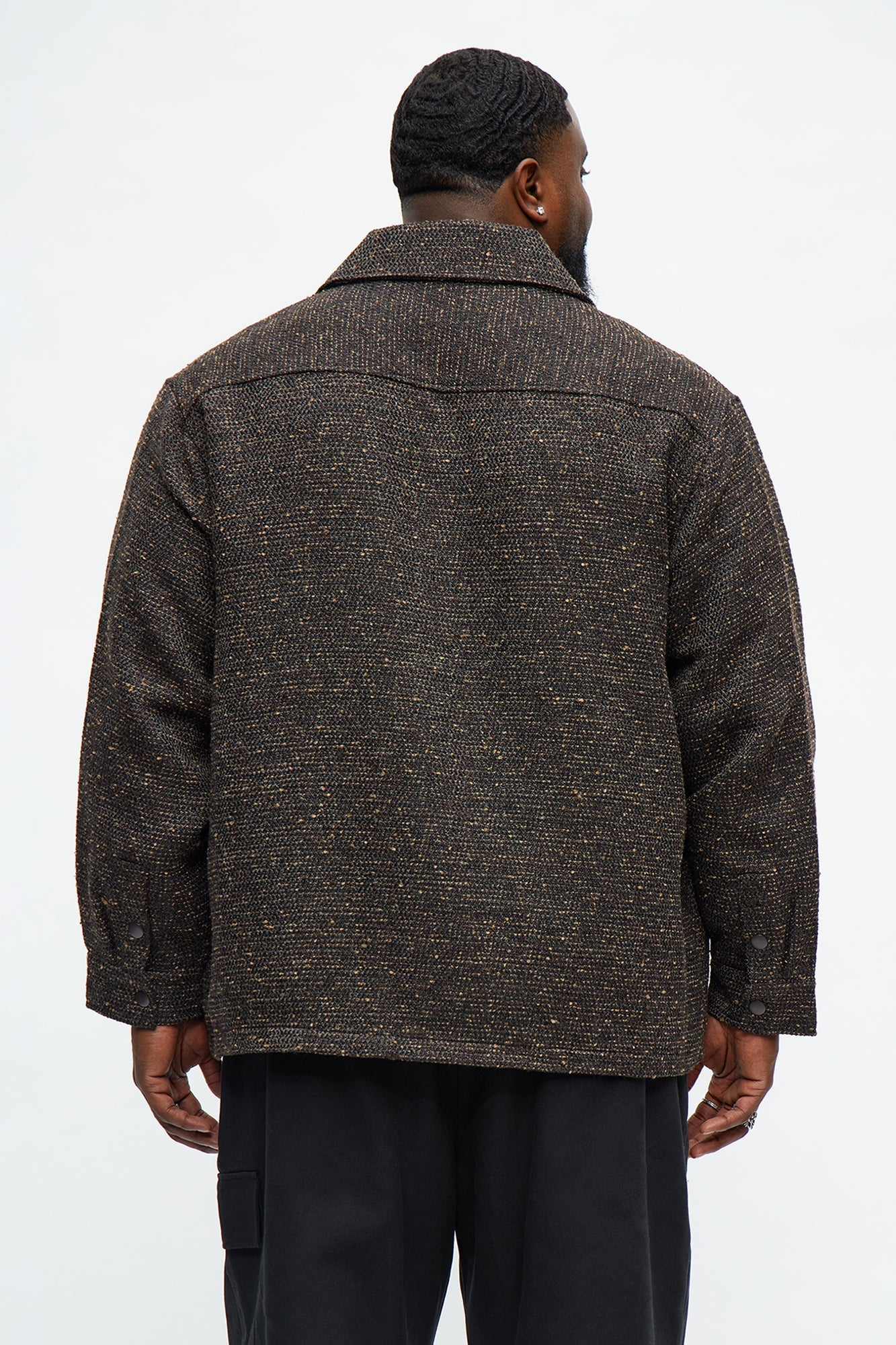 Textured Rugged Boucle Shacket - Brown