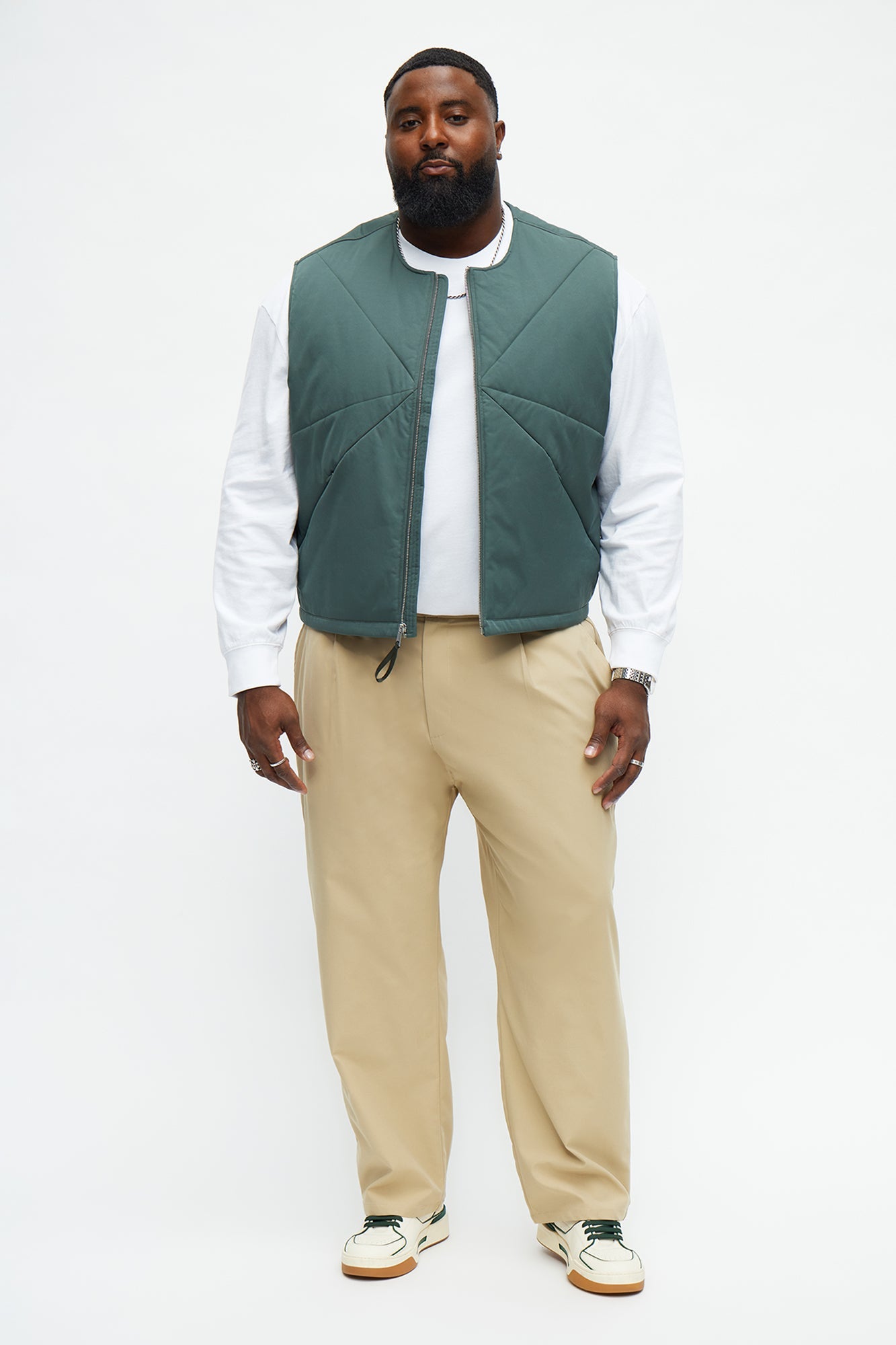 Straight Sterling Pleated Pants - Beige