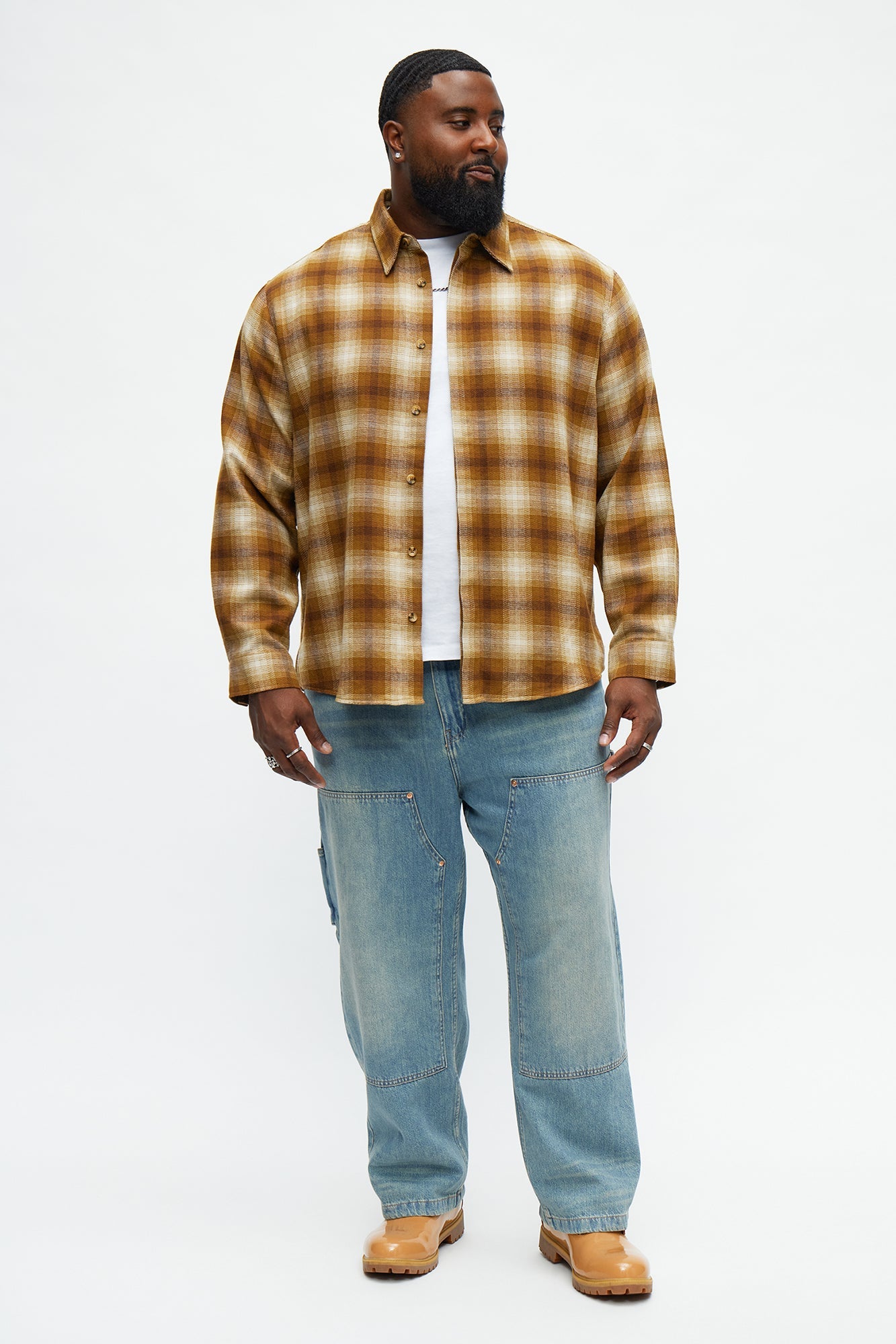 Relaxed Denali Plaid Button Up Shirt - Brown