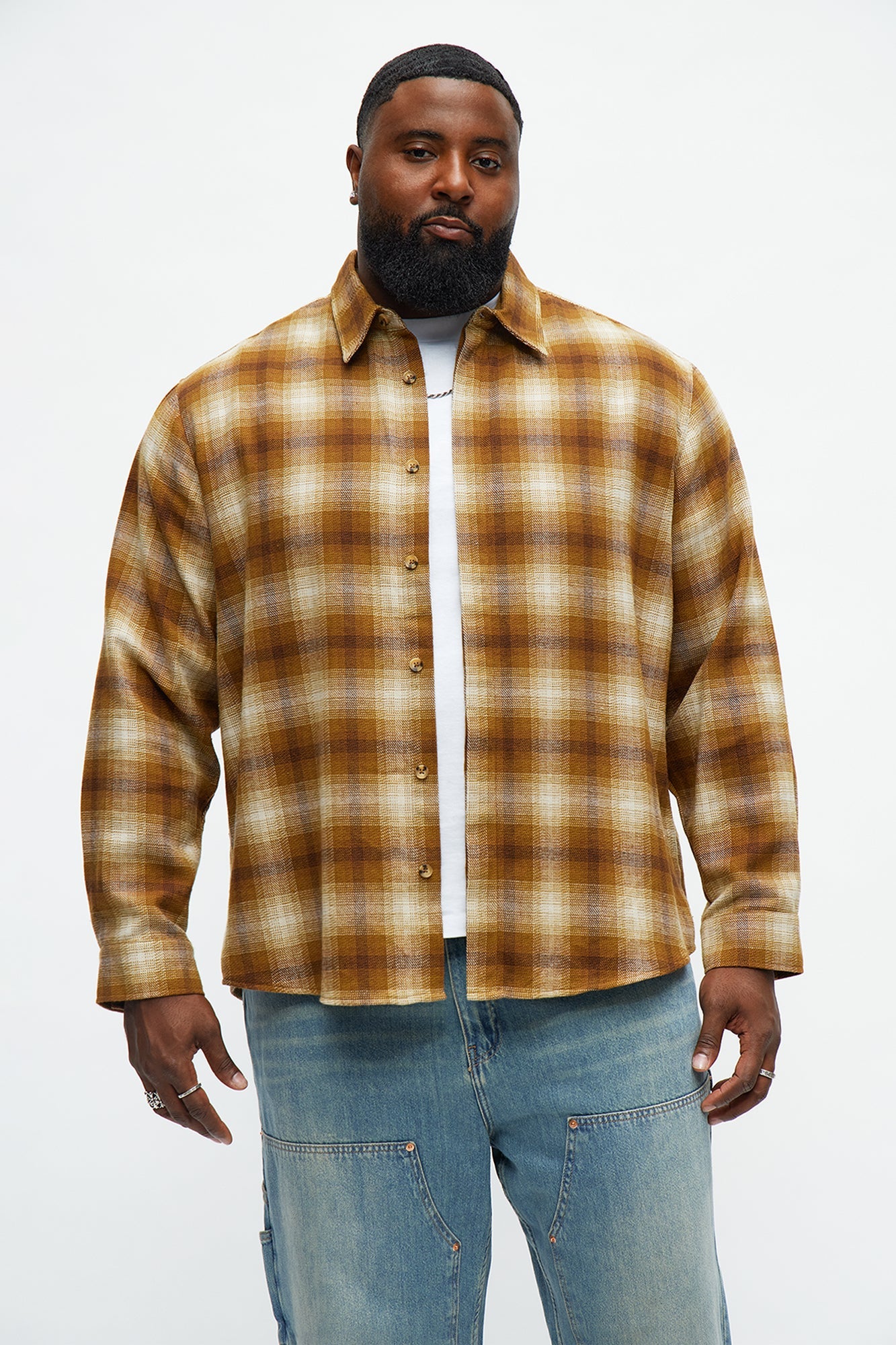Relaxed Denali Plaid Button Up Shirt - Brown