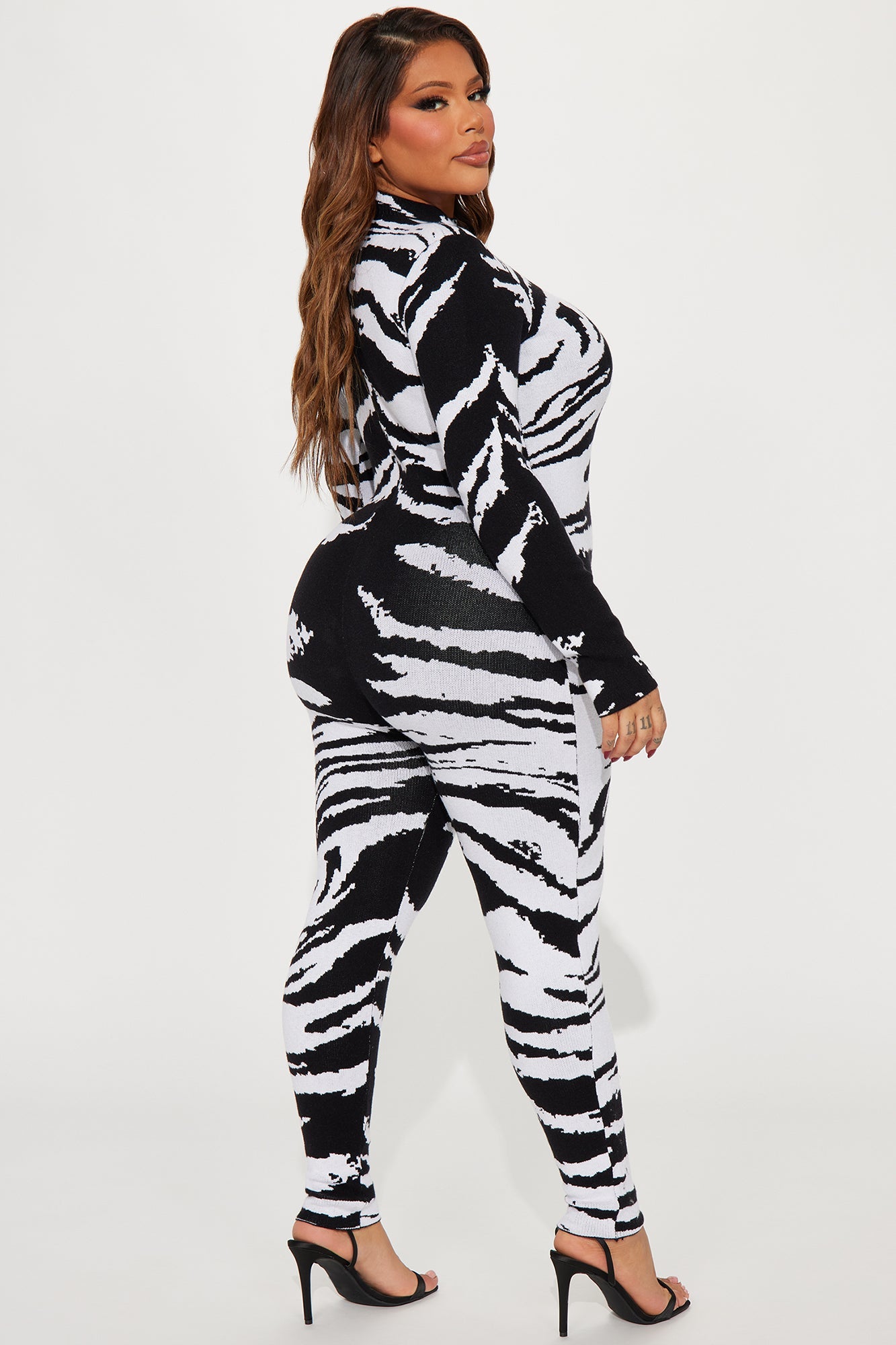 If You Want Me Sweater Jumpsuit - Black/White