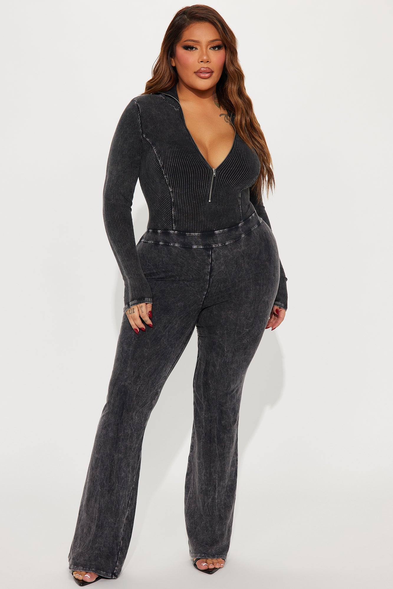 Been Like This Washed Ribbed Jumpsuit - Black