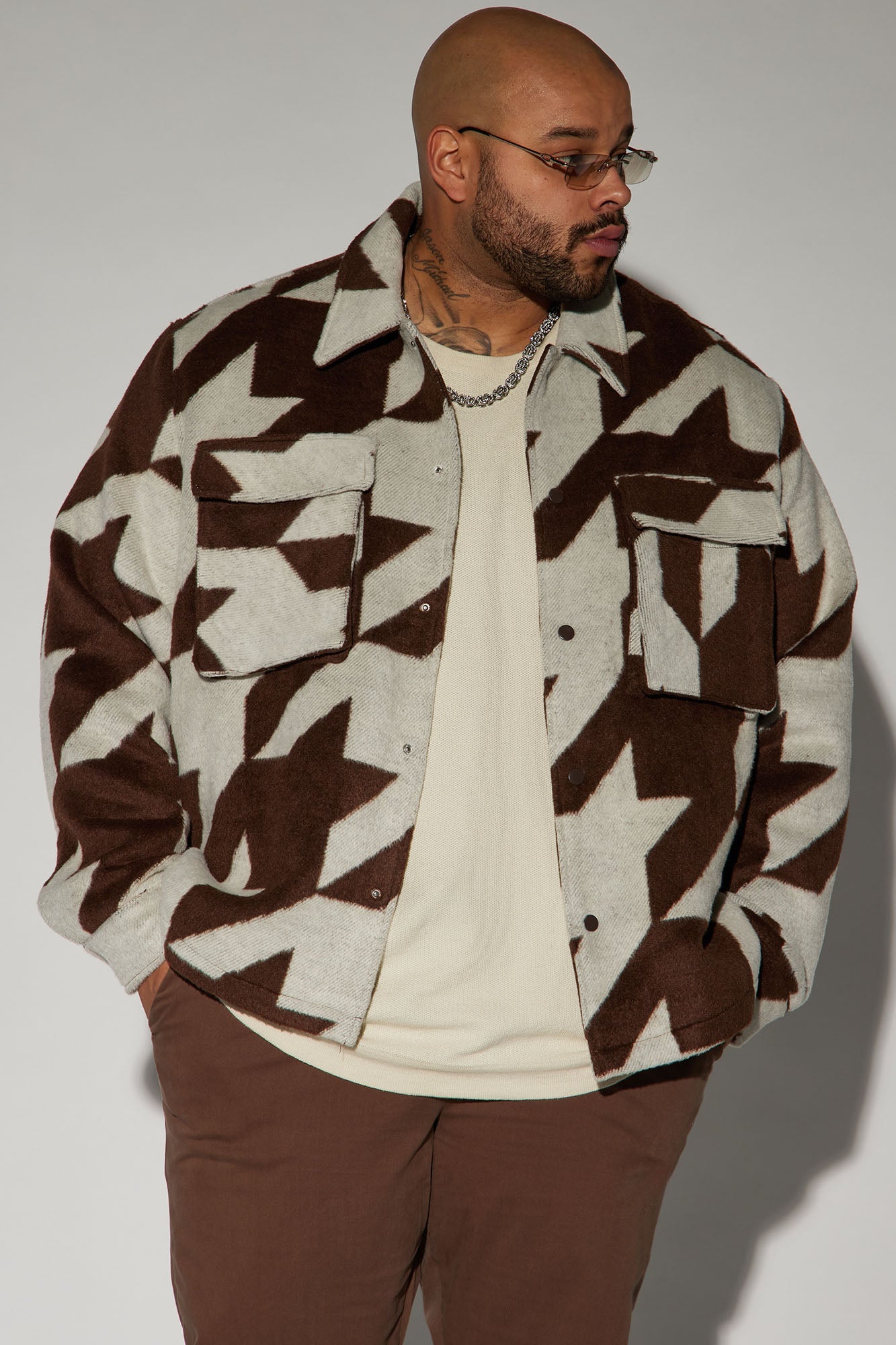 Charlie Felt Shacket - Brown/combo