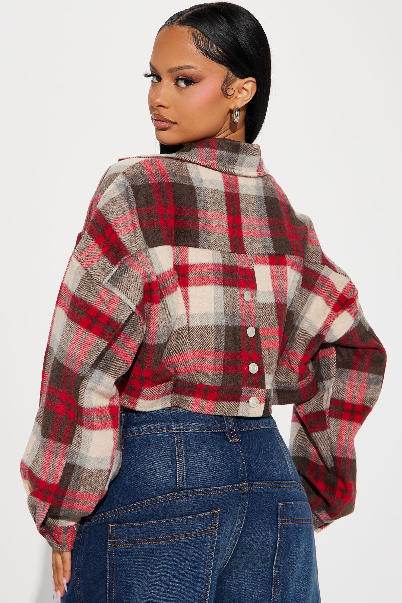 Getting Caught Up Plaid Jacket - Red/combo