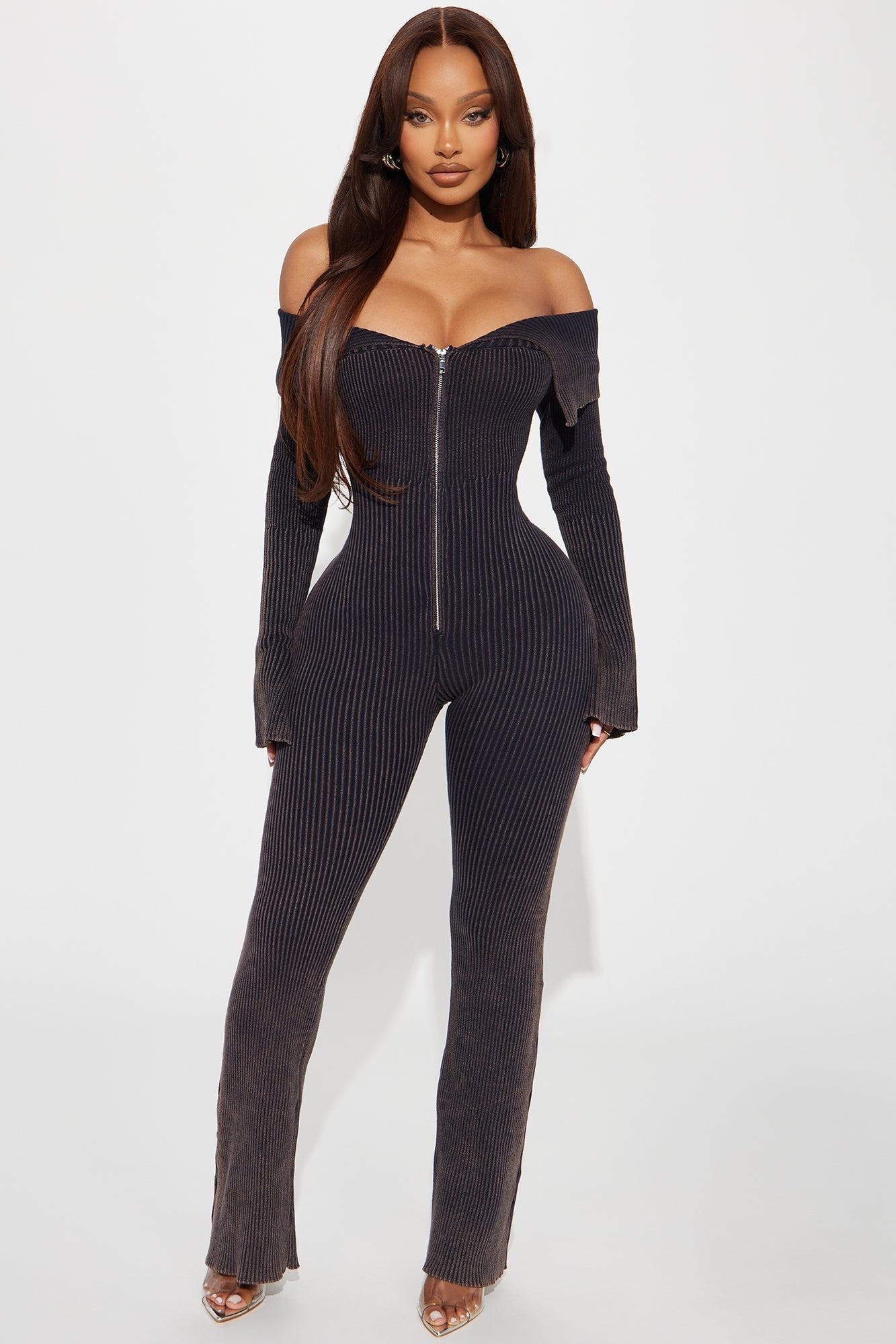 New Day Sweater Washed Jumpsuit - Charcoal