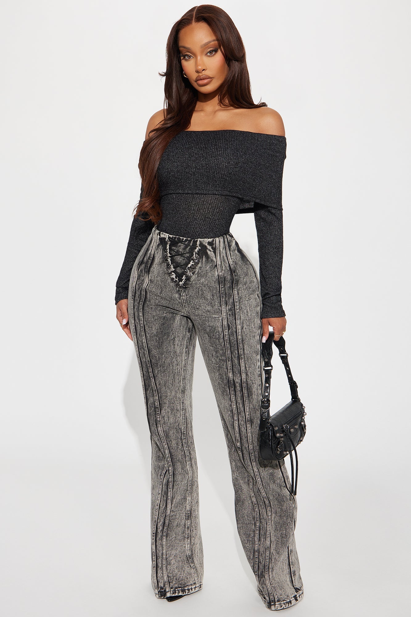 Samantha Sweater Bodysuit - Black