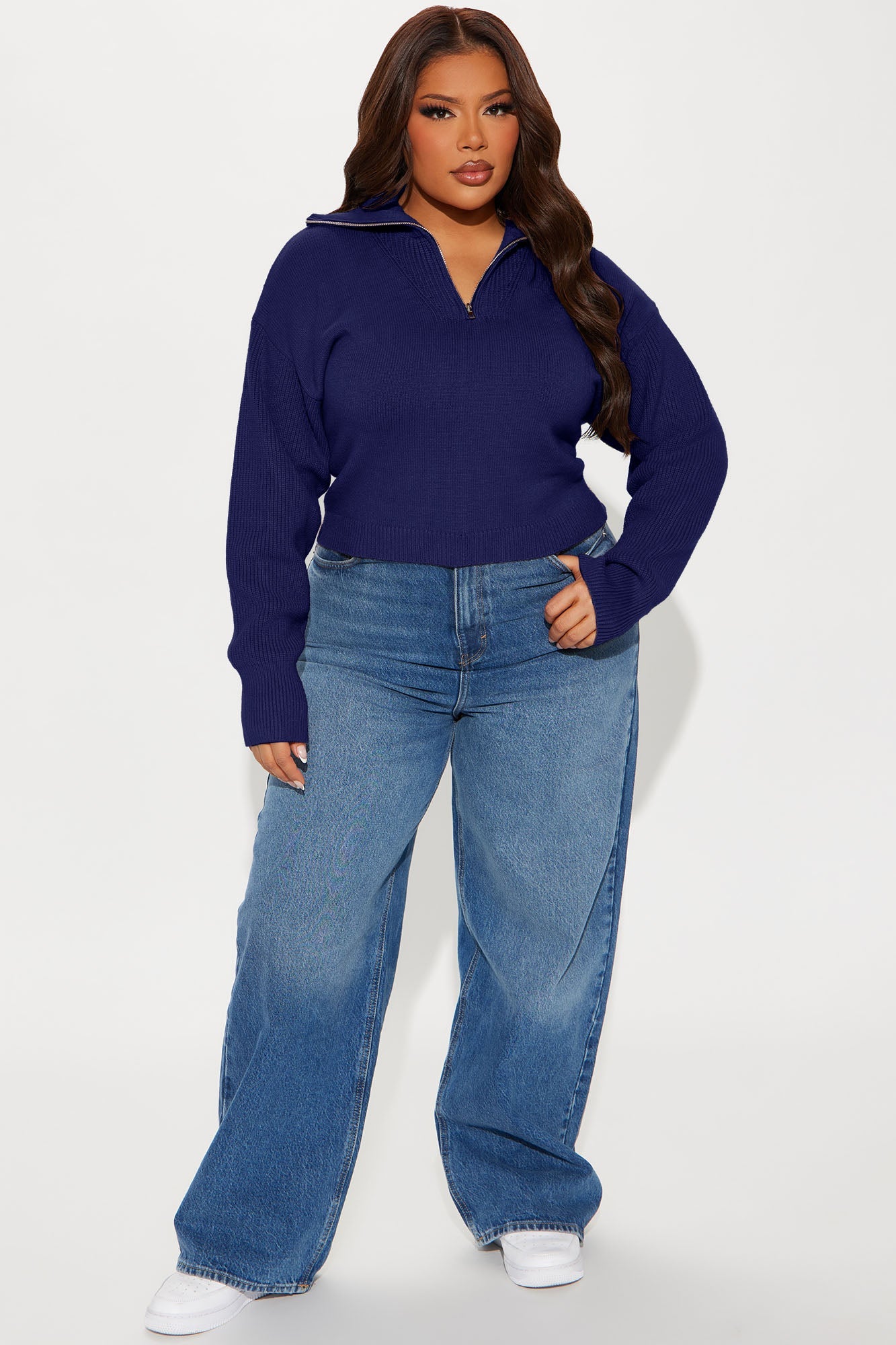 Classic Mood Quarter Zip Sweater - Navy