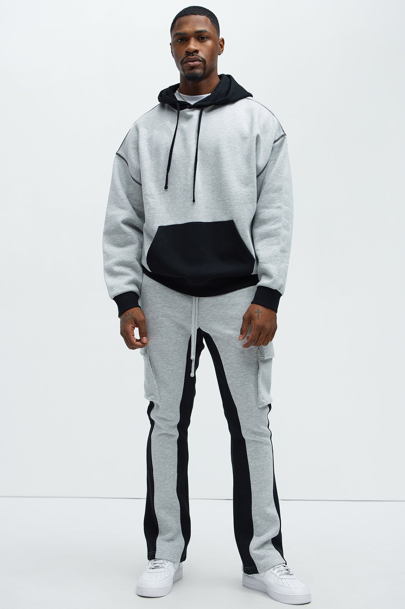 Tyson Flared Cargo Sweatpants - Heather Grey