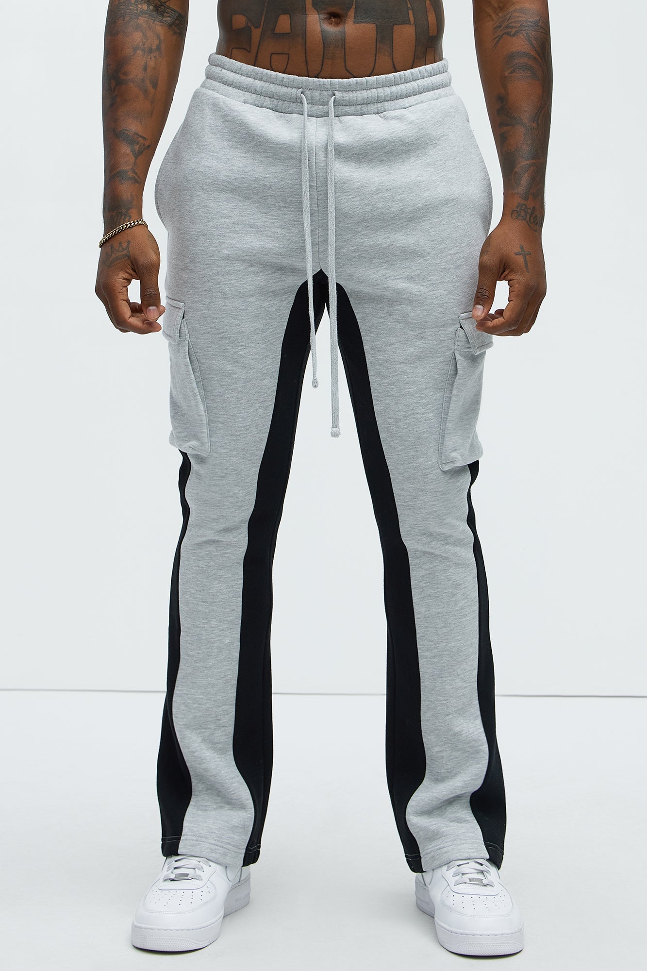 Tyson Flared Cargo Sweatpants - Heather Grey