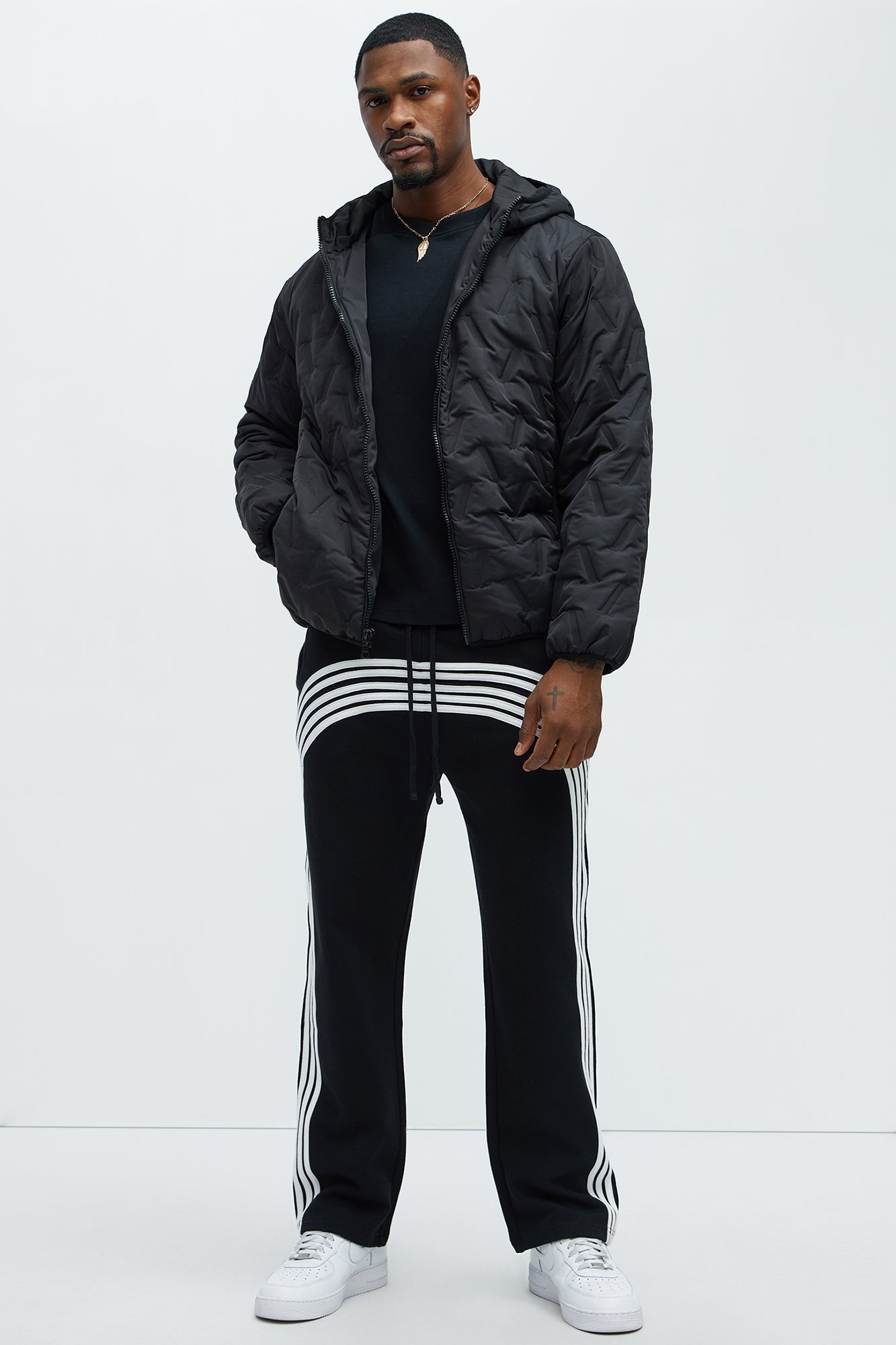 Tyson Race Course Striped Sweatpants - Black