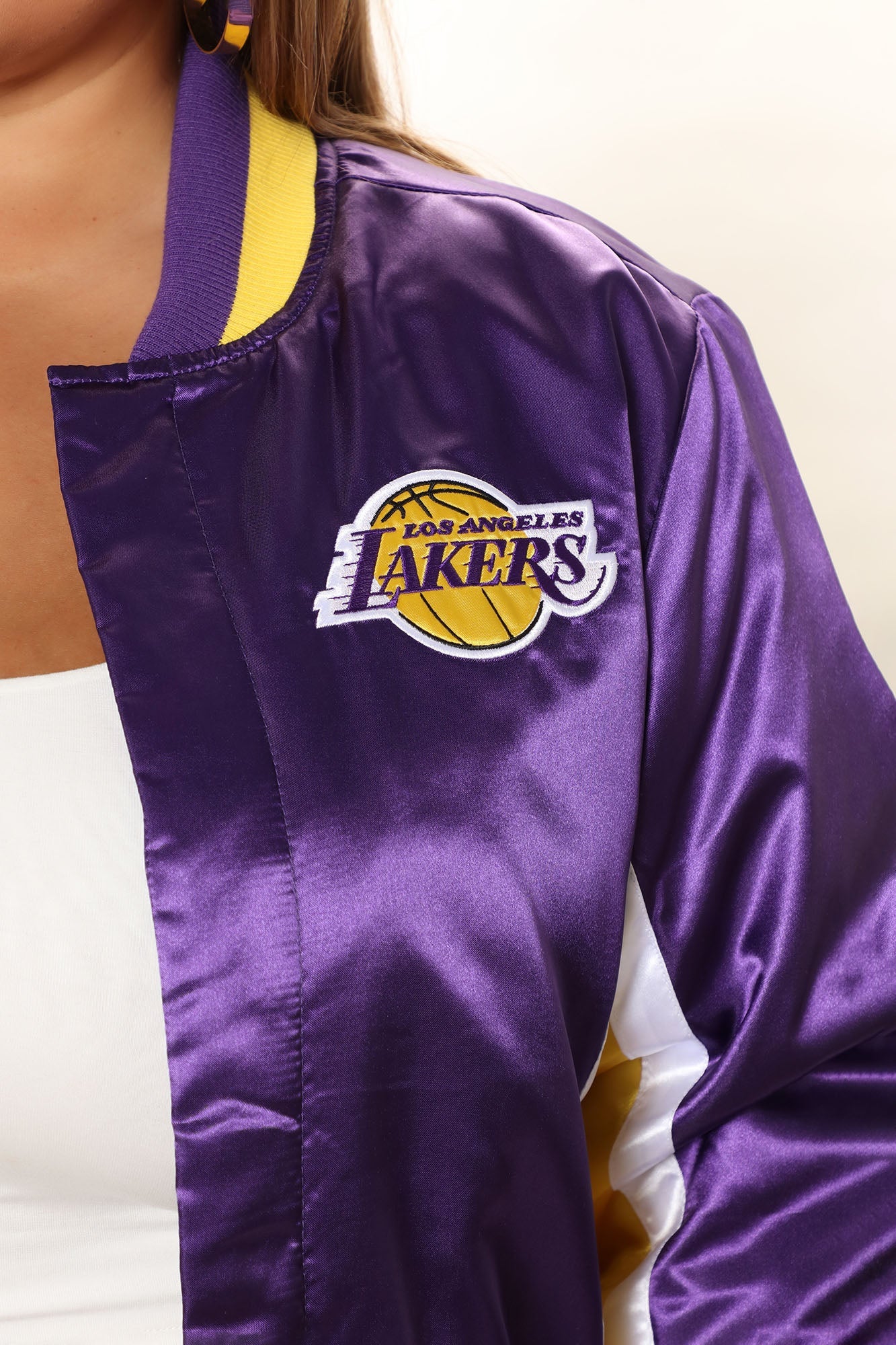 NBA Lakers Courtside Satin Bomber - Purple/combo