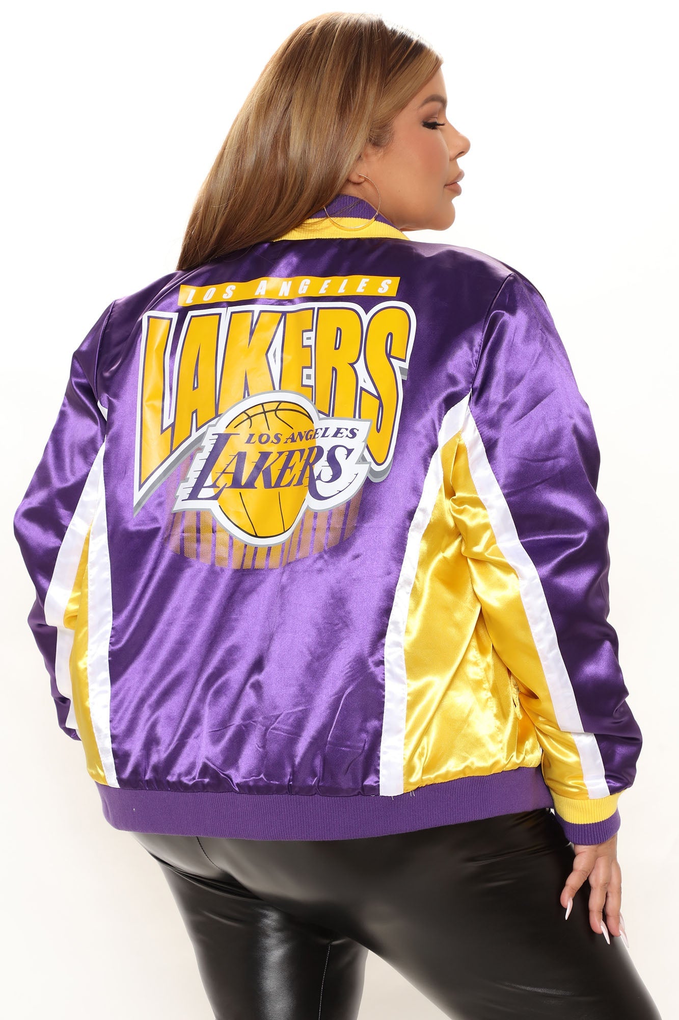 NBA Lakers Courtside Satin Bomber - Purple/combo