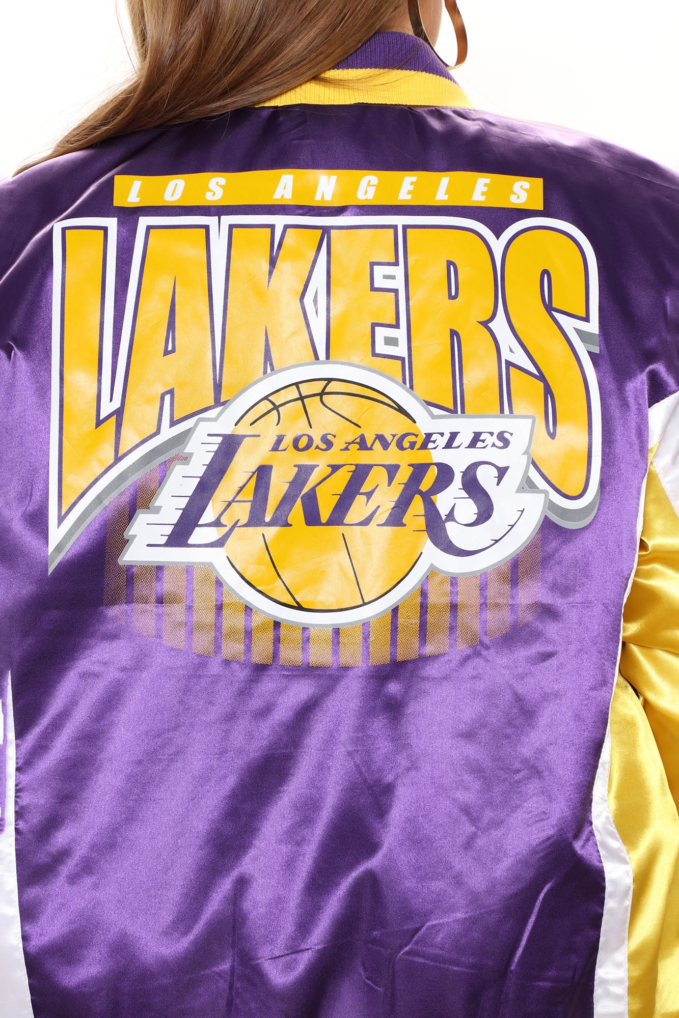 NBA Lakers Courtside Satin Bomber - Purple/combo