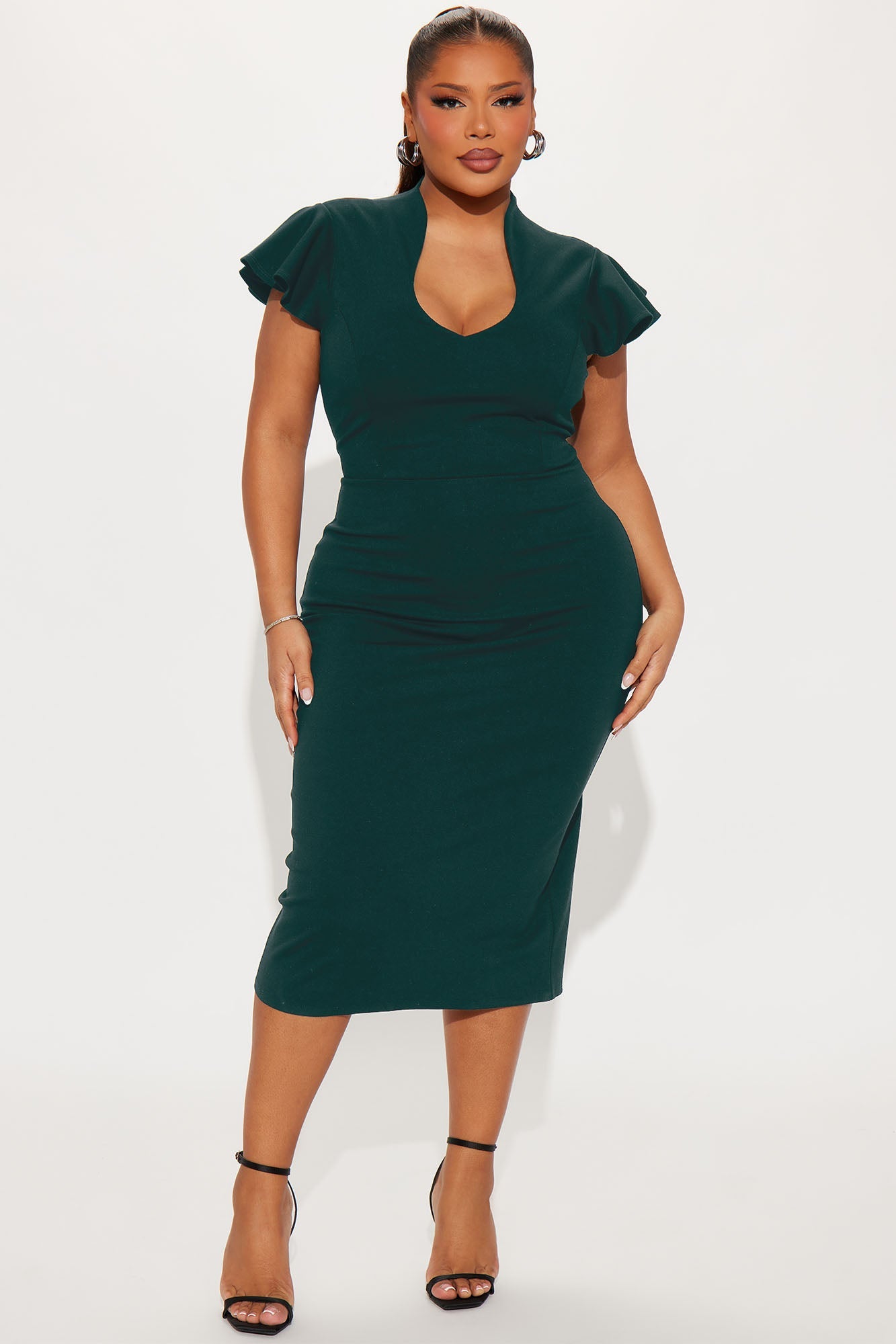 Business Babe Ponte Midi Dress - Hunter