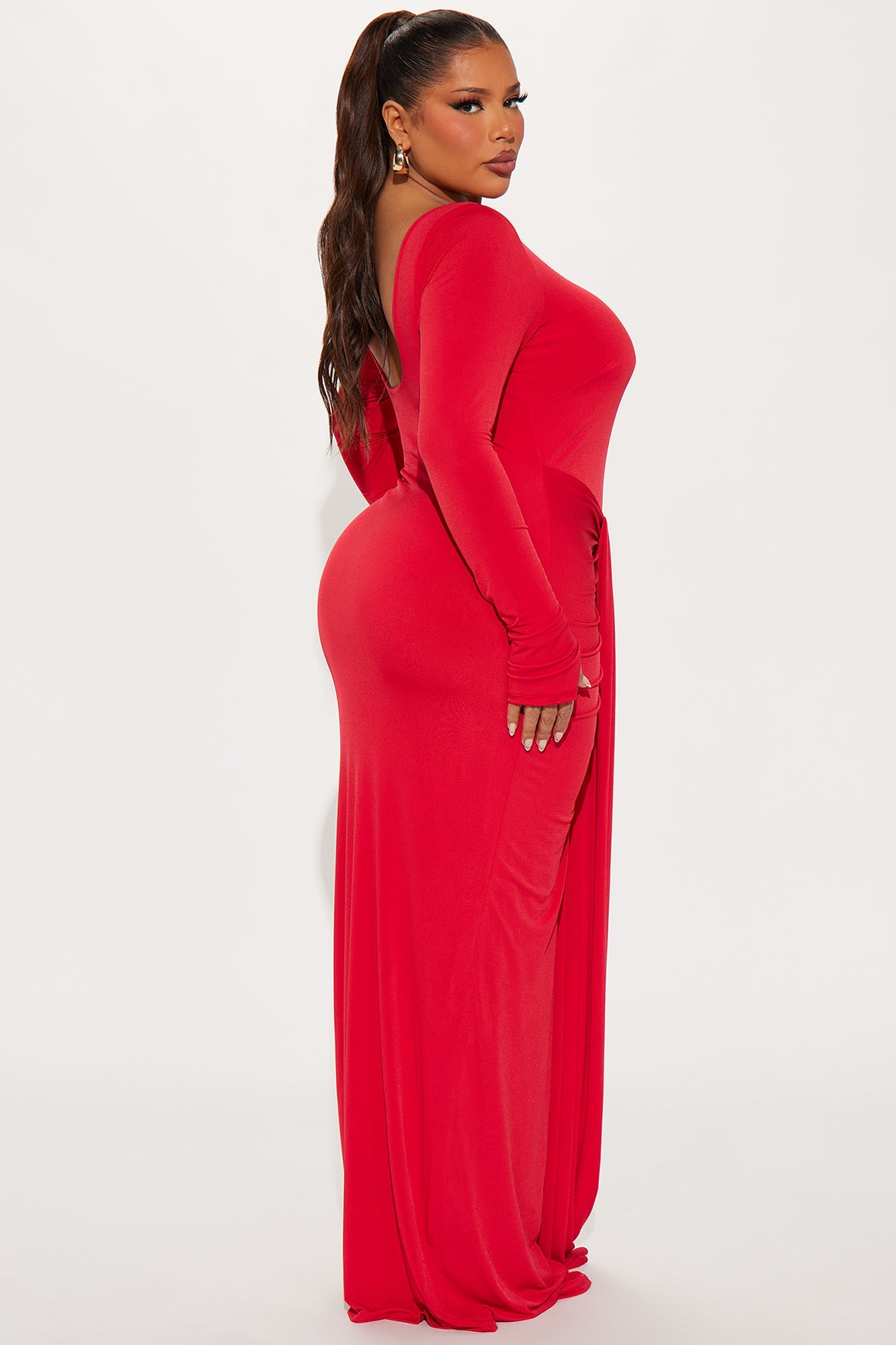 Eloise Boat Neck Maxi Dress - Red