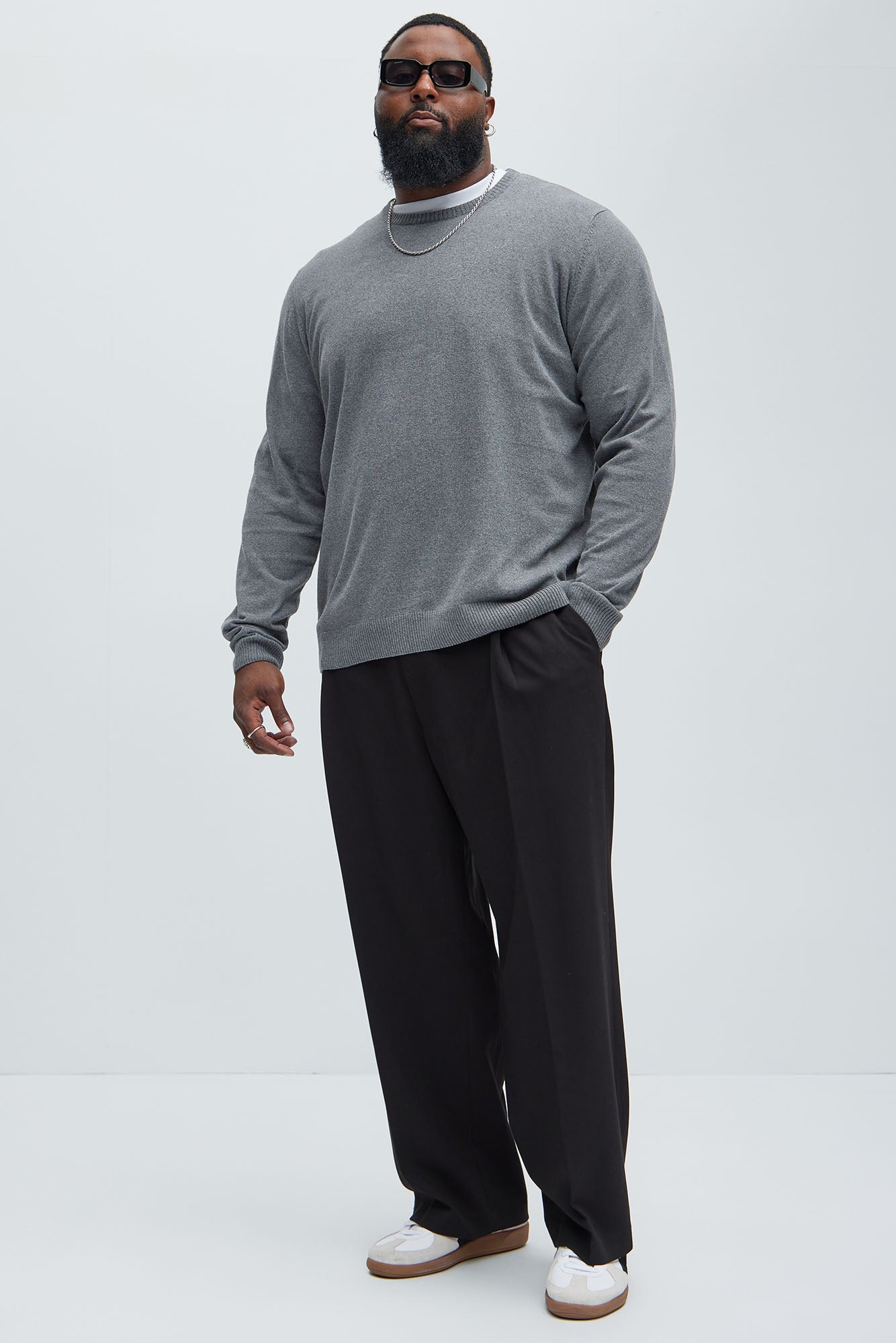 Cozy and Cool Crewneck Sweater - Heather Grey