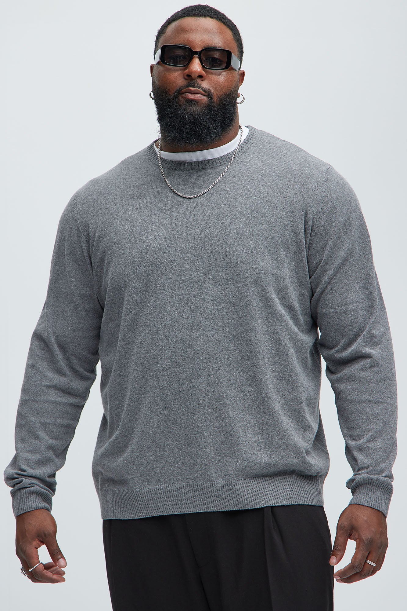 Cozy and Cool Crewneck Sweater - Heather Grey