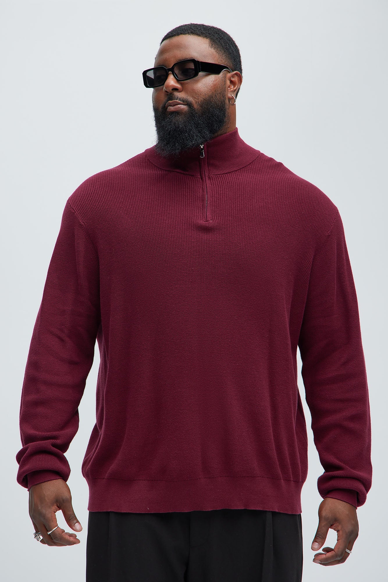 Shawn Quarter Zip Sweater - Red