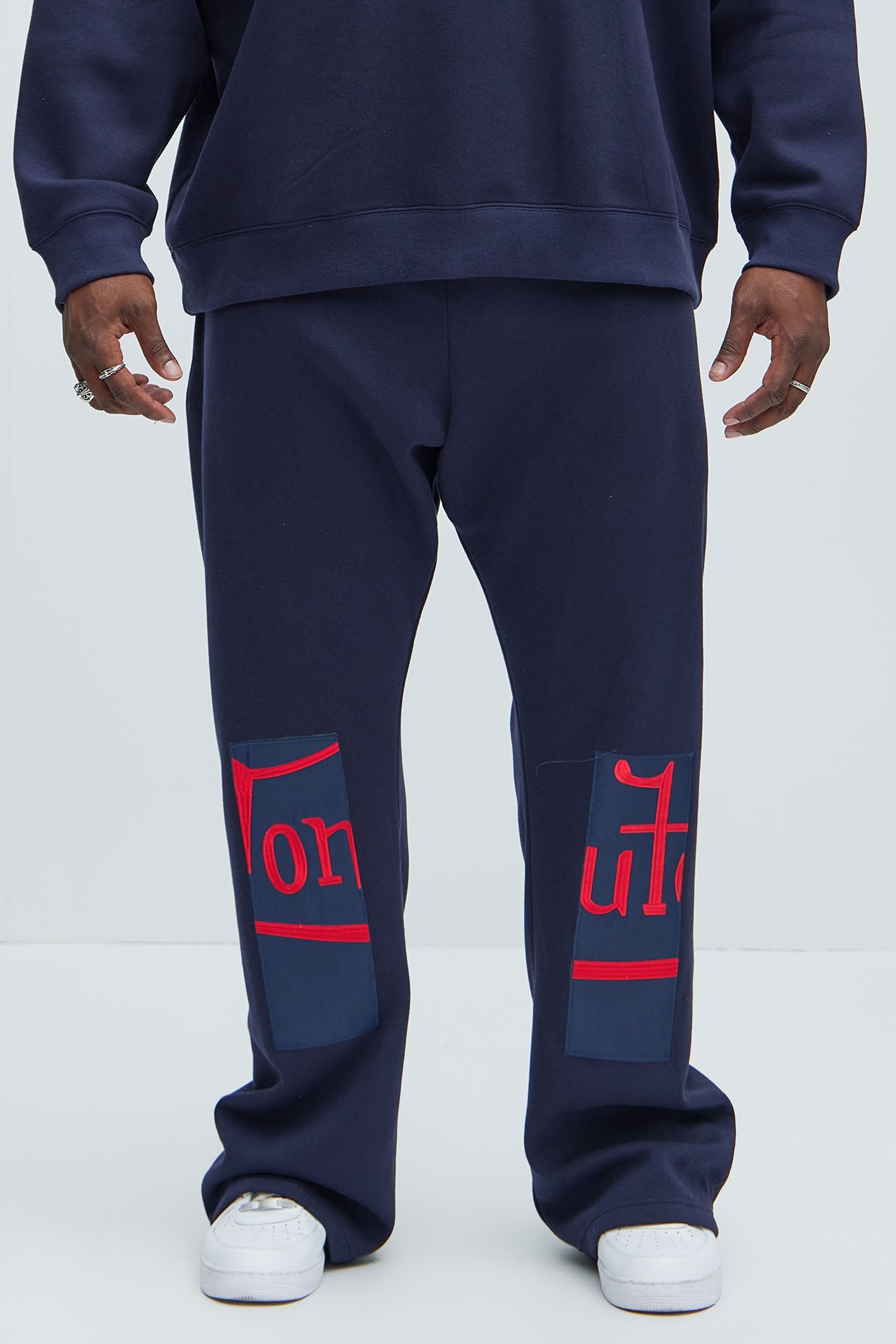 Von Dutch Split Flared Sweatpants - Navy