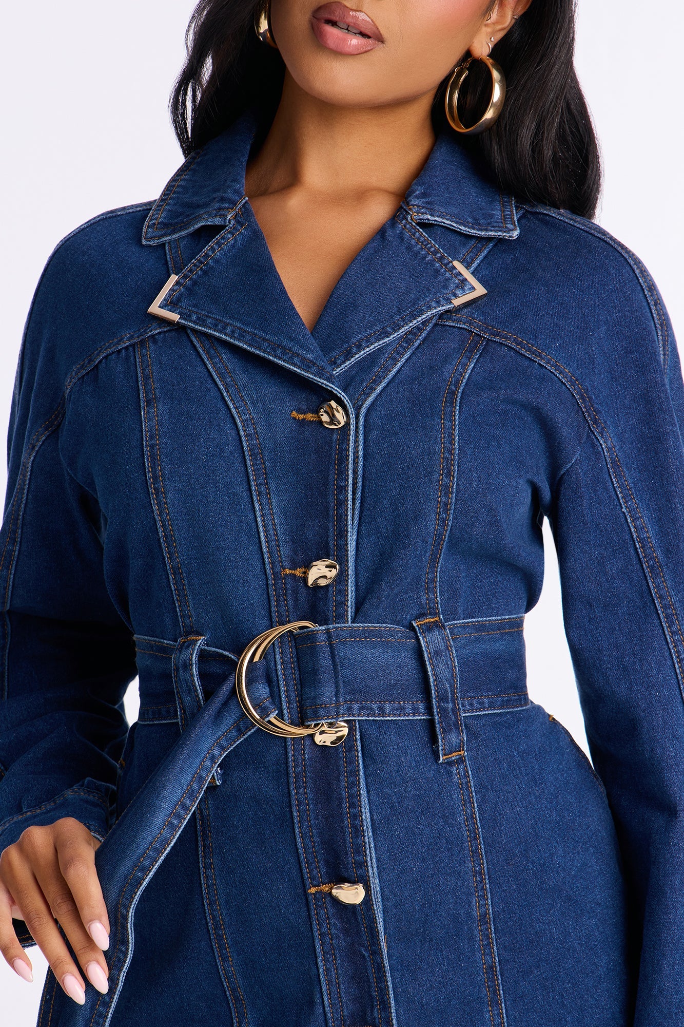 Dalia Belted Denim Mini Dress - Denim