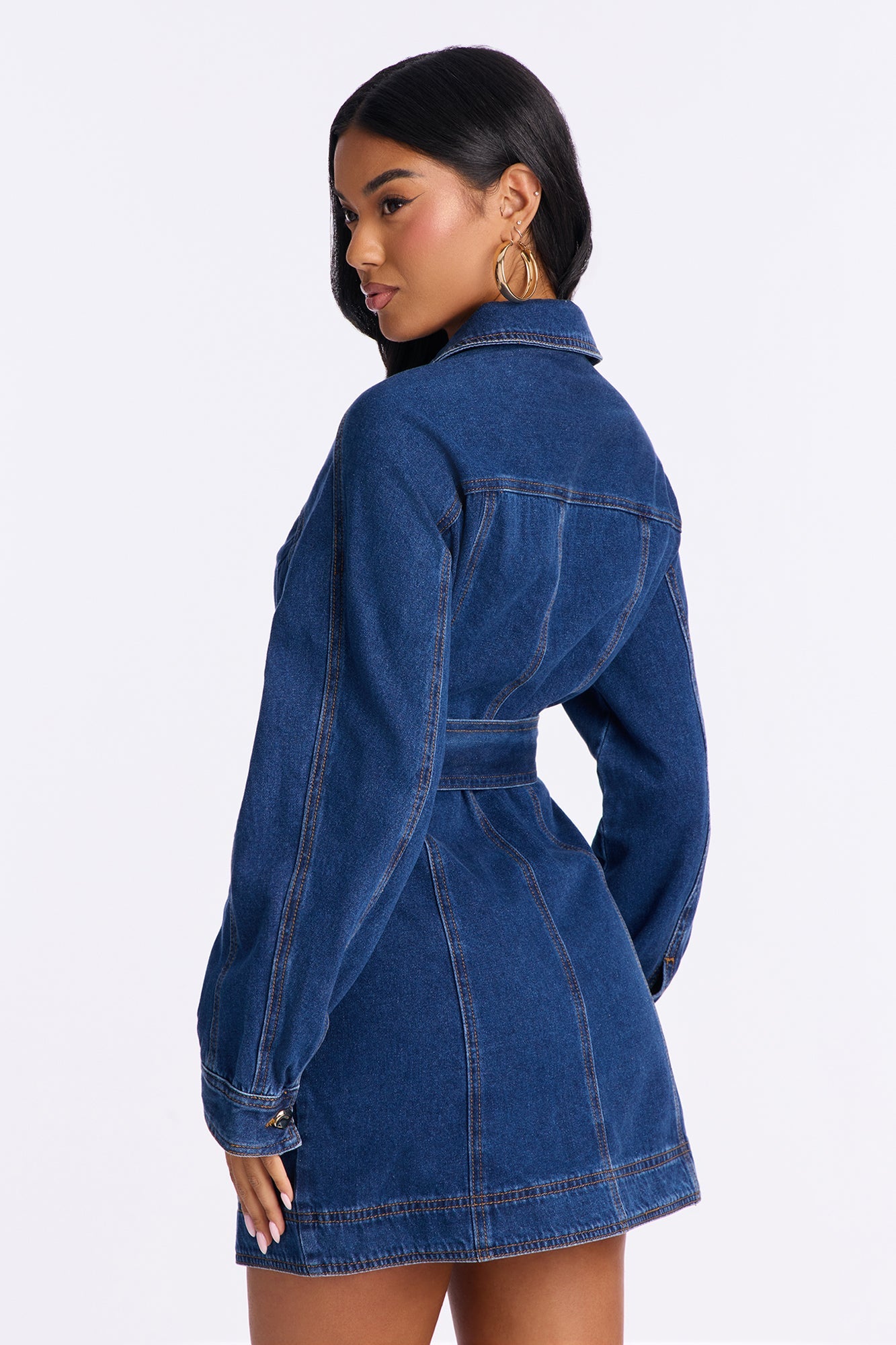 Dalia Belted Denim Mini Dress - Denim