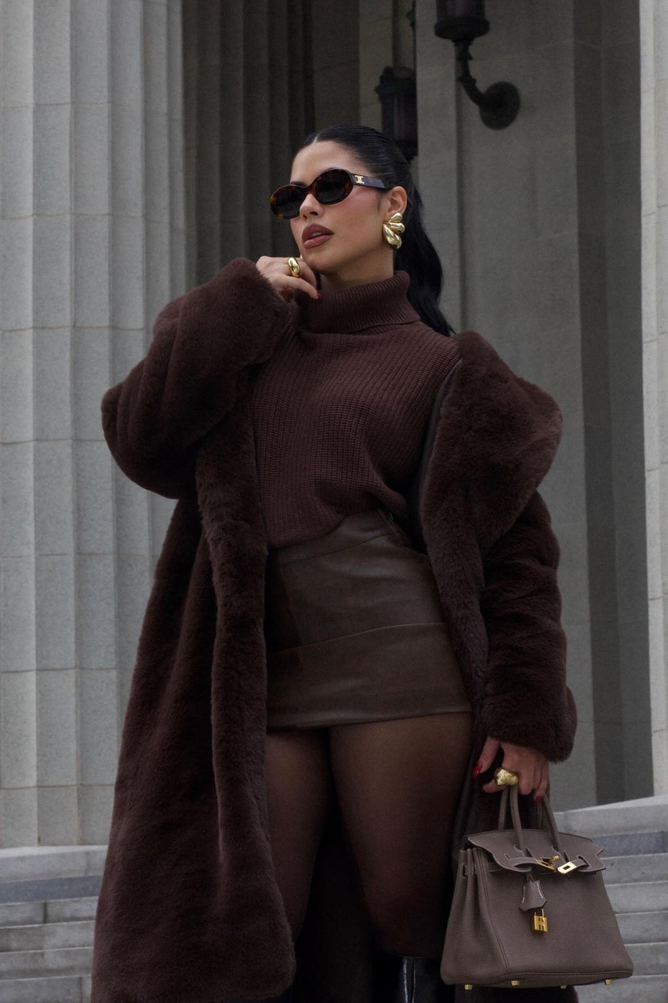 Roll With The Flow Turtleneck Sweater - Chocolate