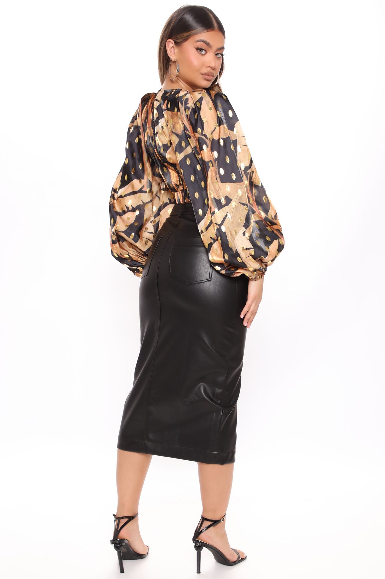 Lets Talk About It Faux Leather Midi Skirt - Black