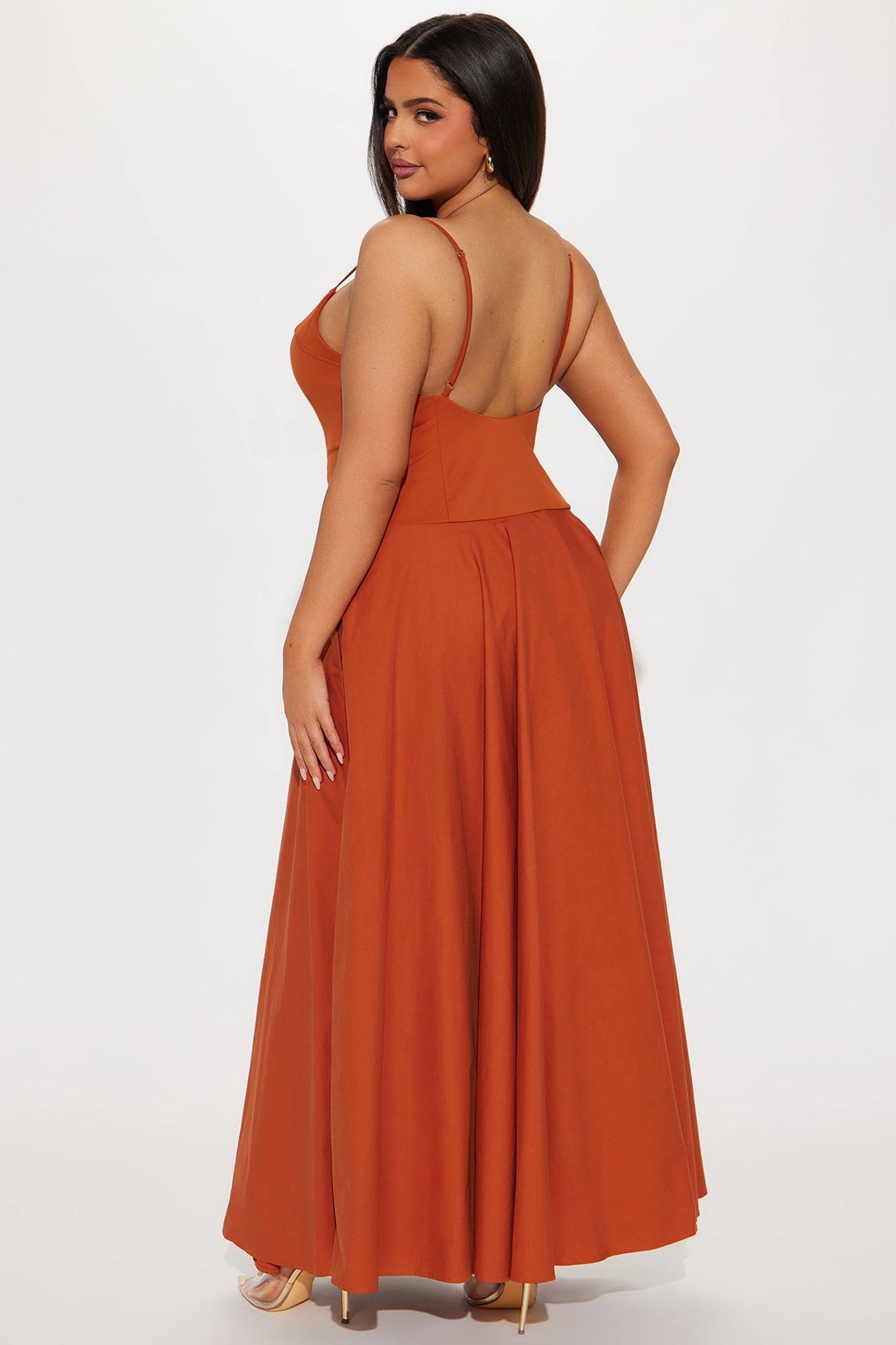 Renae Drop Waist Maxi Dress - Cognac