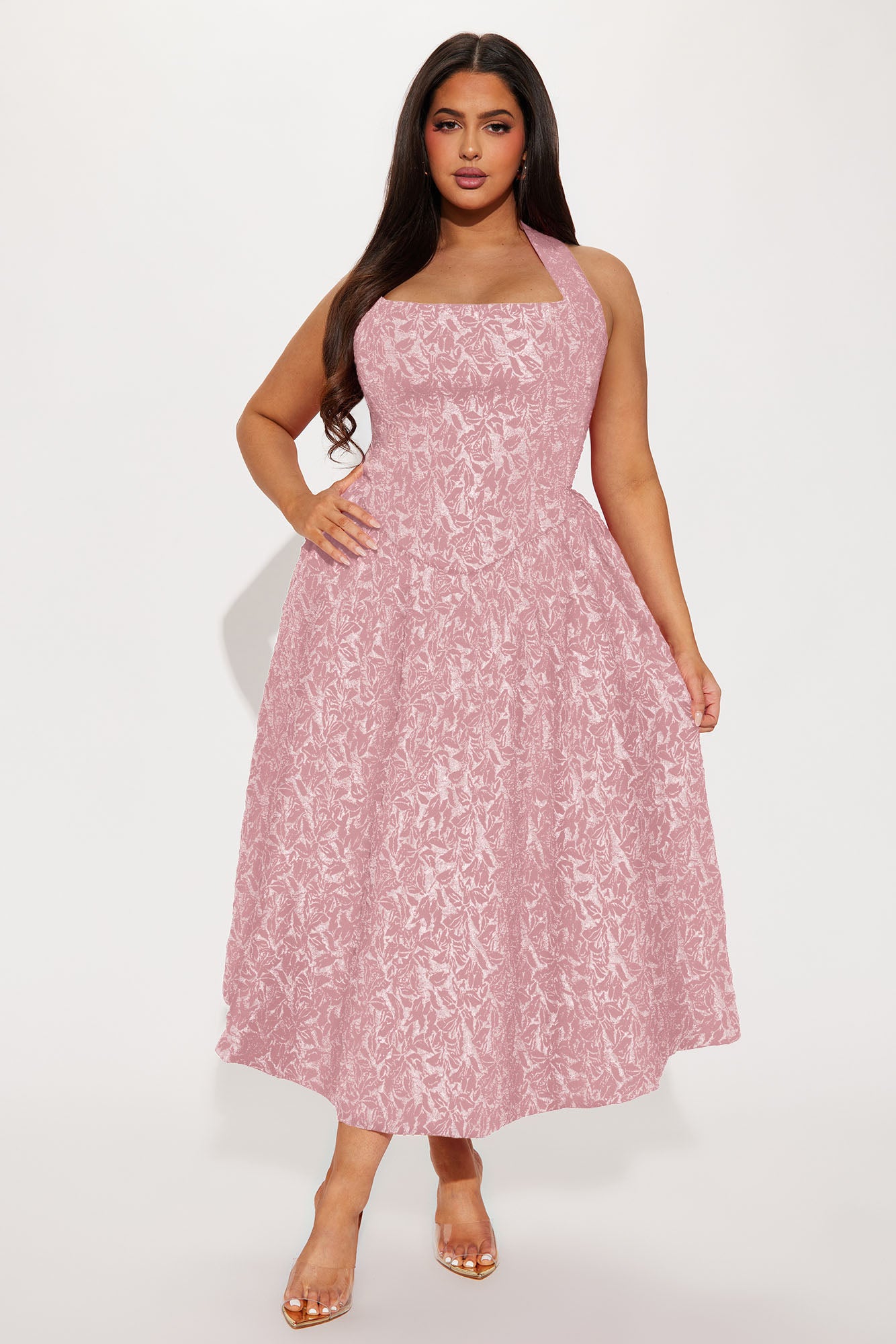 Meredith Jacquard Maxi Dress - Pink