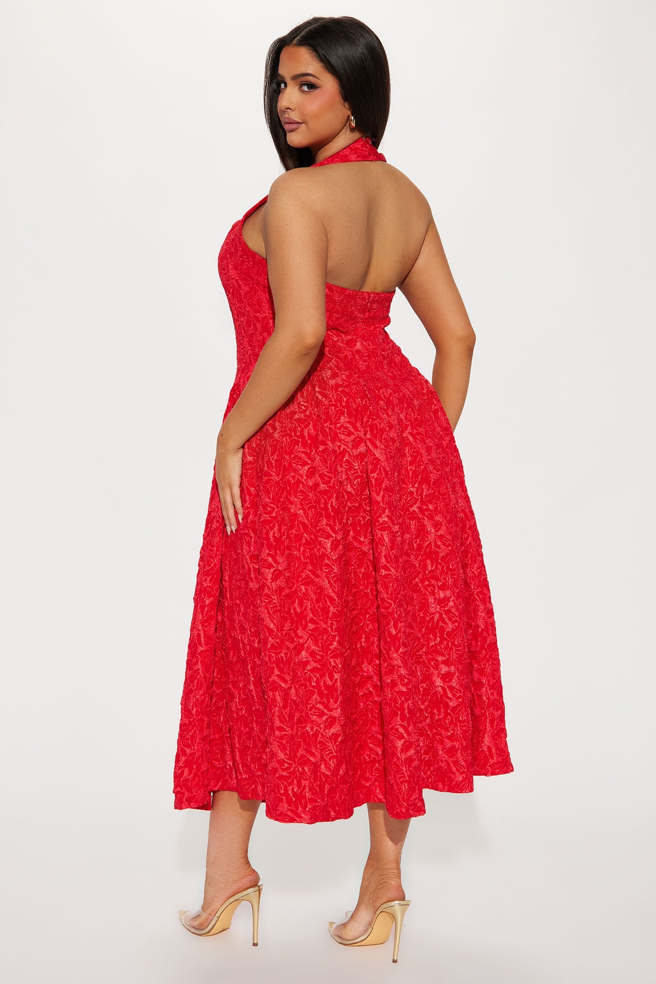 Meredith Jacquard Maxi Dress - Red