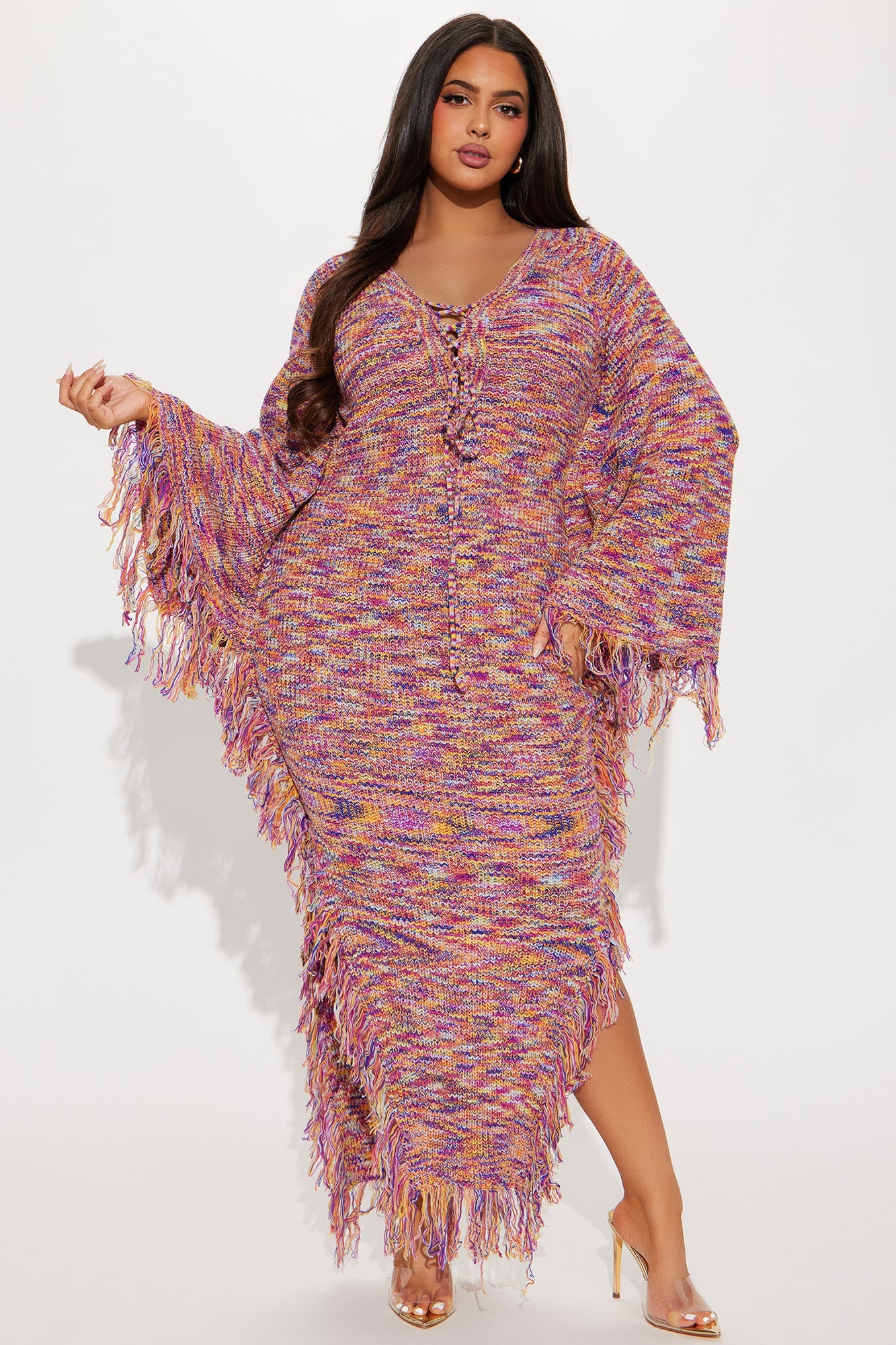 Kelsea Marled Sweater Maxi Dress - Multi Color