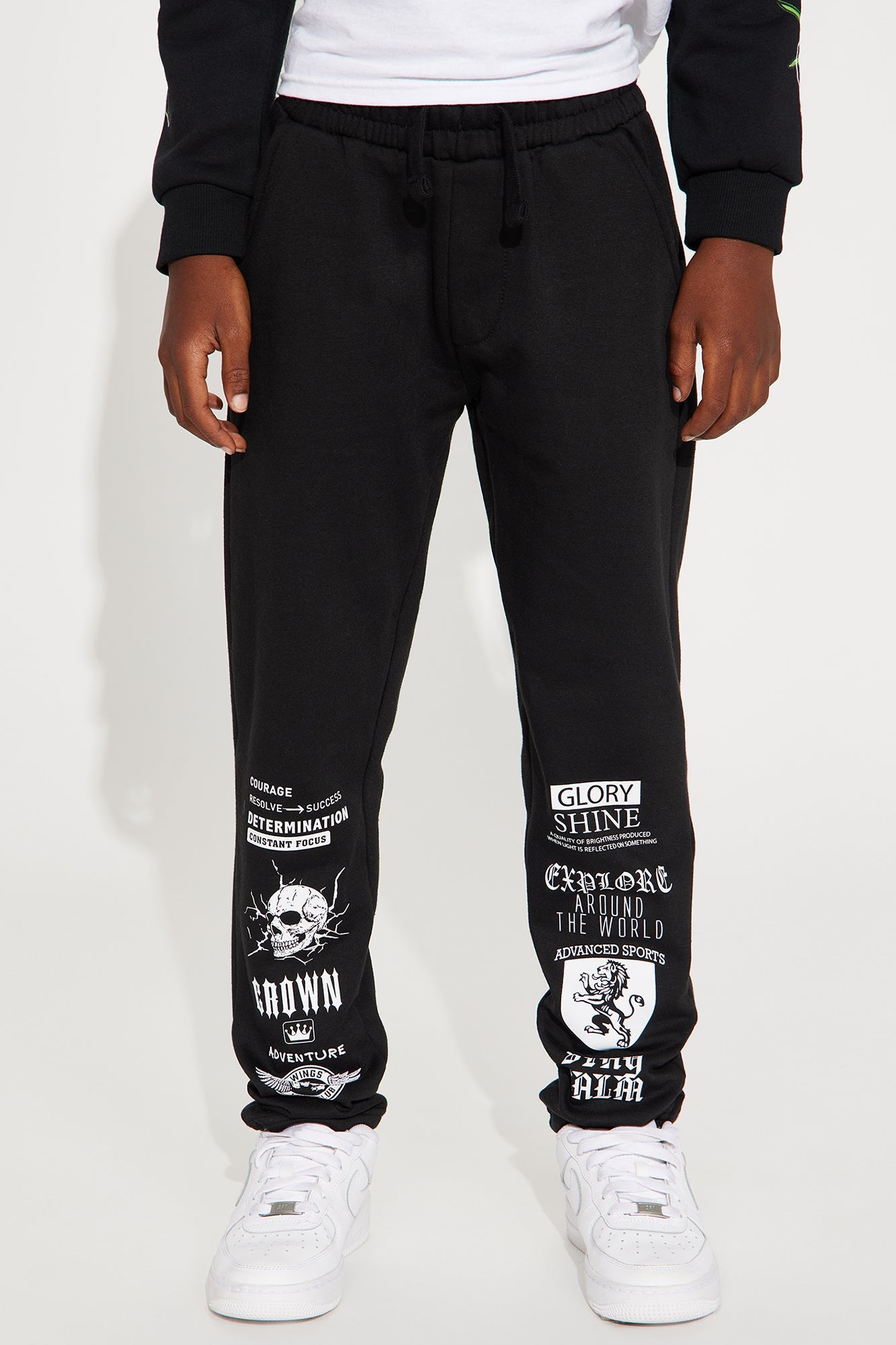 Mini Power In The Mindset Fleece Straight Leg Pant - Black