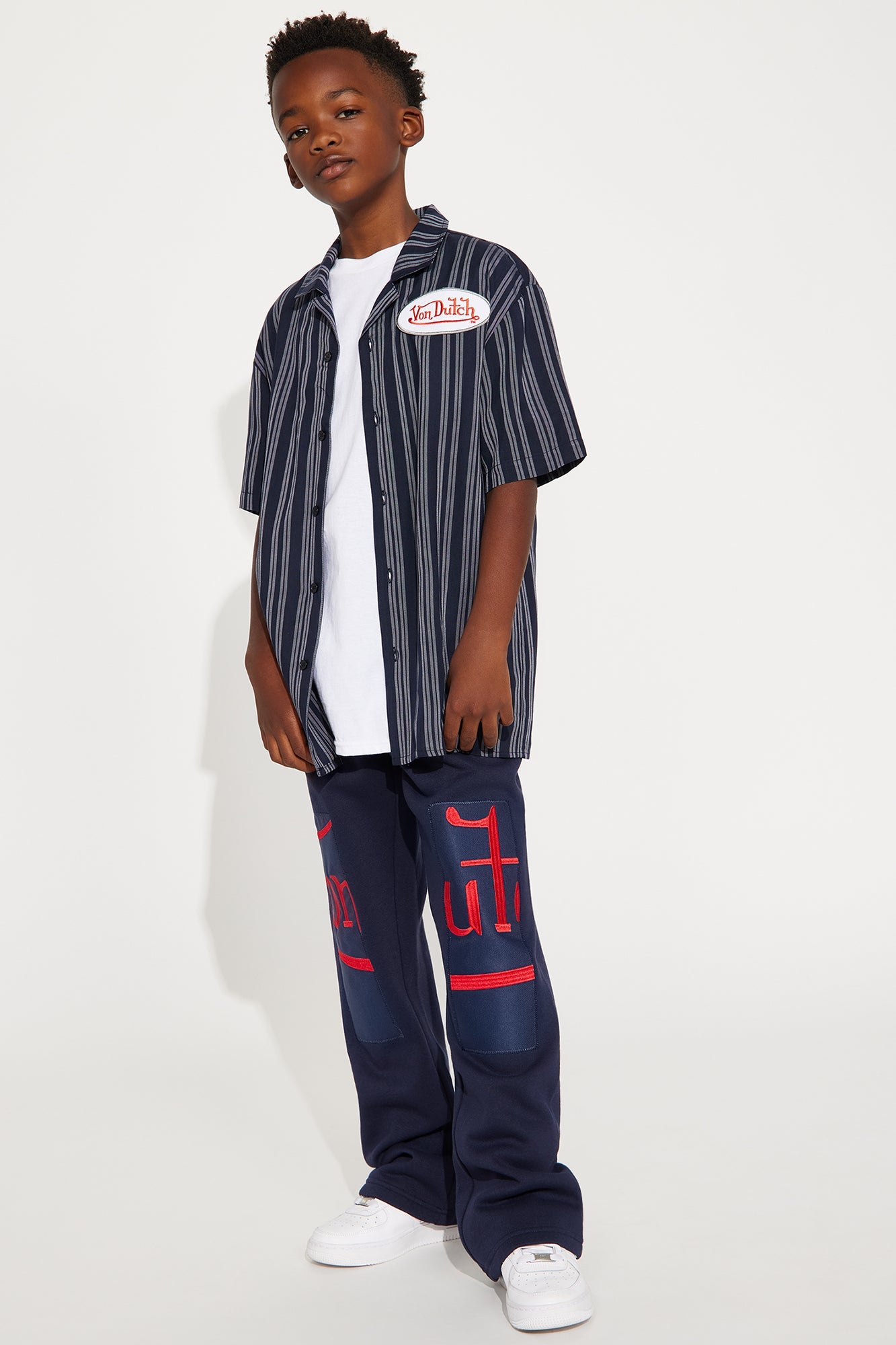 Mini Von Dutch Split Flared Sweatpants - Navy