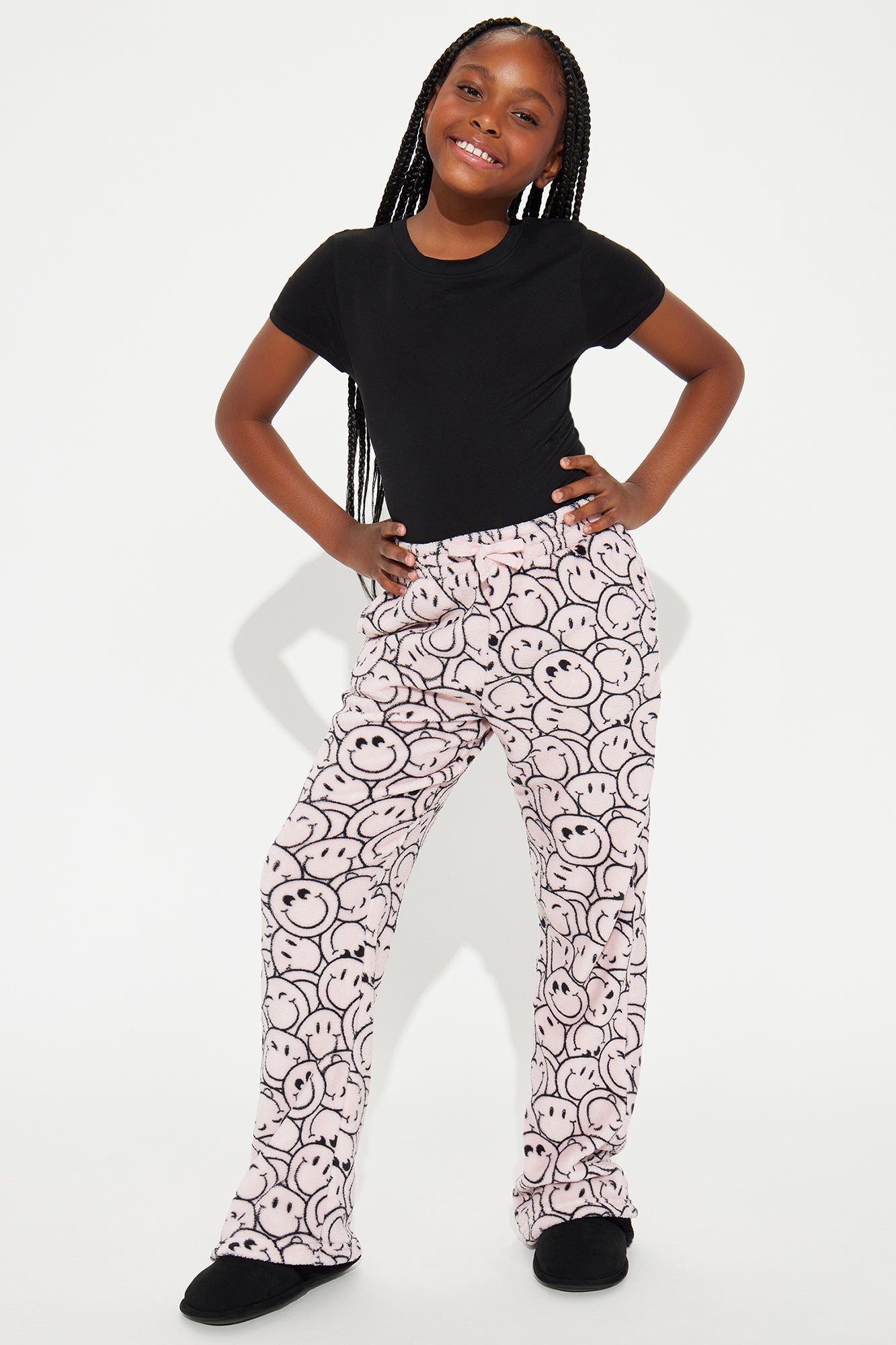 Mini Keep Smiling Plush Pant - Pink