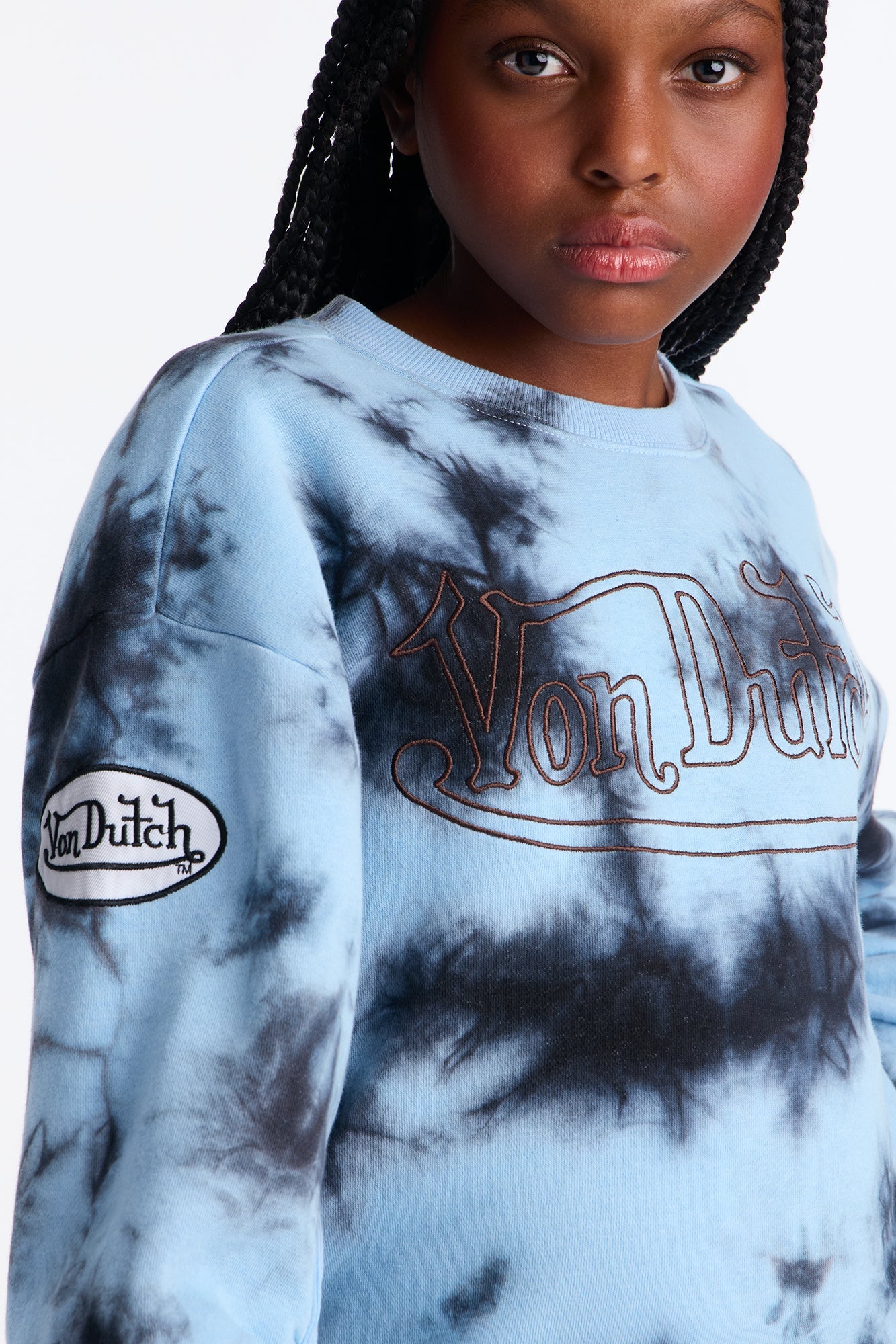 Mini Von Dutch Mineral Washed Crewneck Sweatshirt - Navy Wash